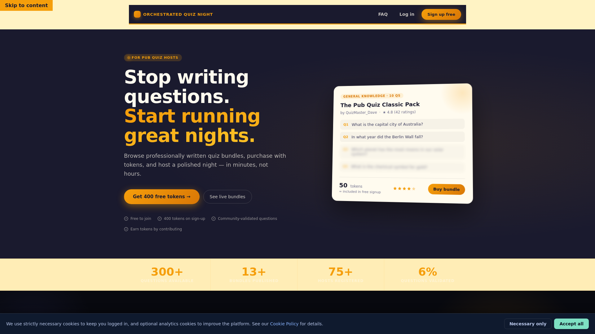 website screenshot of https://quizfoundry.co.uk/