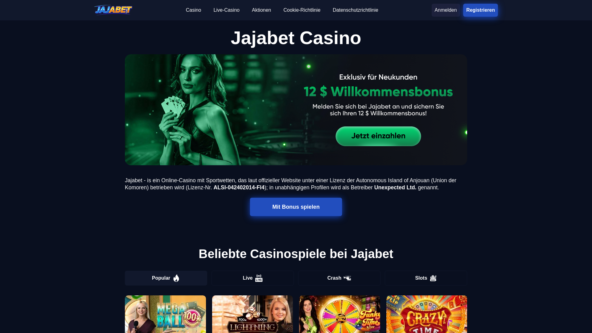 website screenshot of https://jajabets-de-60758.pages.dev/