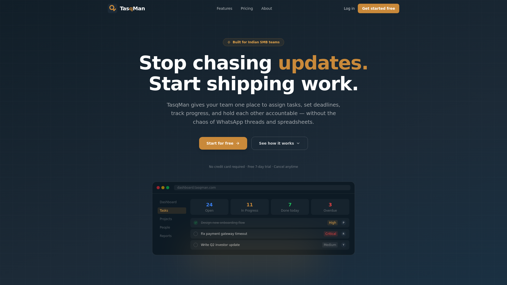 website screenshot of https://tasqman.com