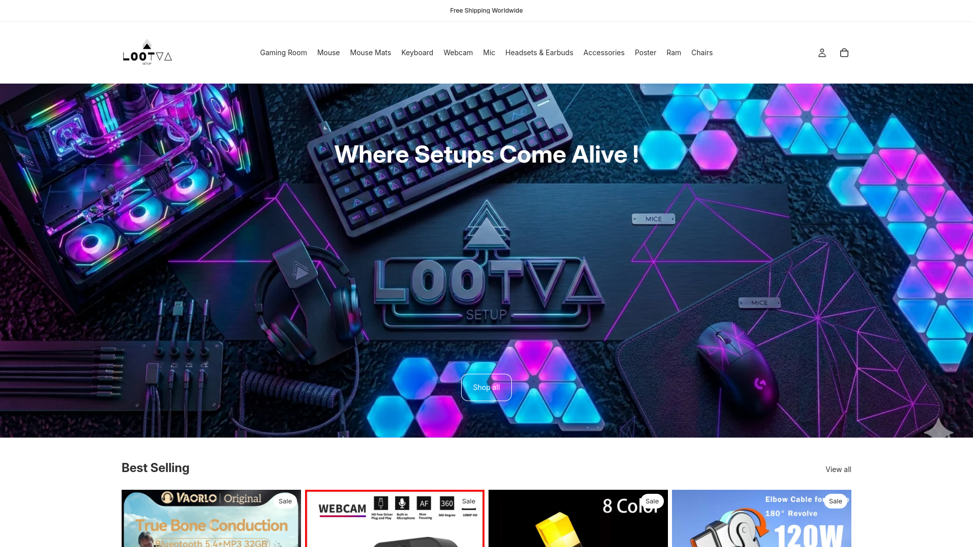 website screenshot of https://lootva.com/