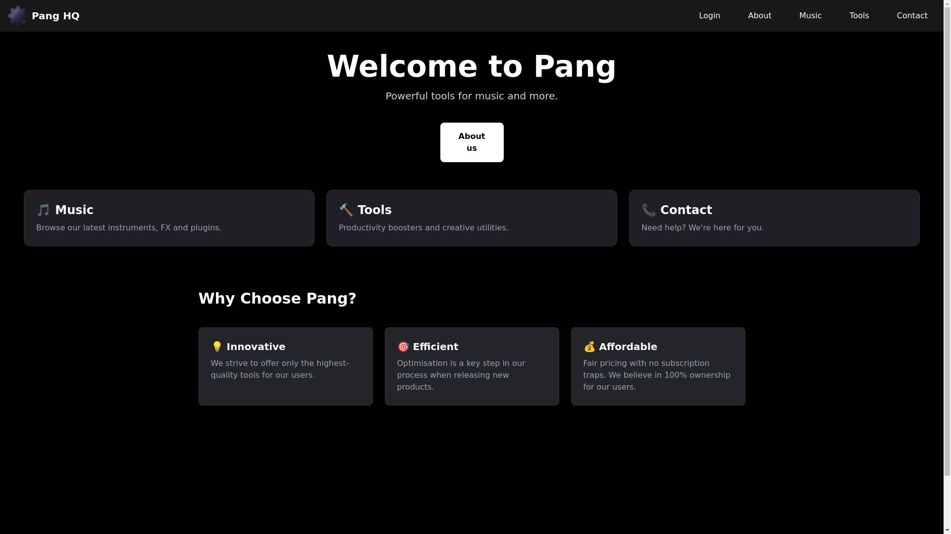 website screenshot of https://panghq-react.pages.dev/