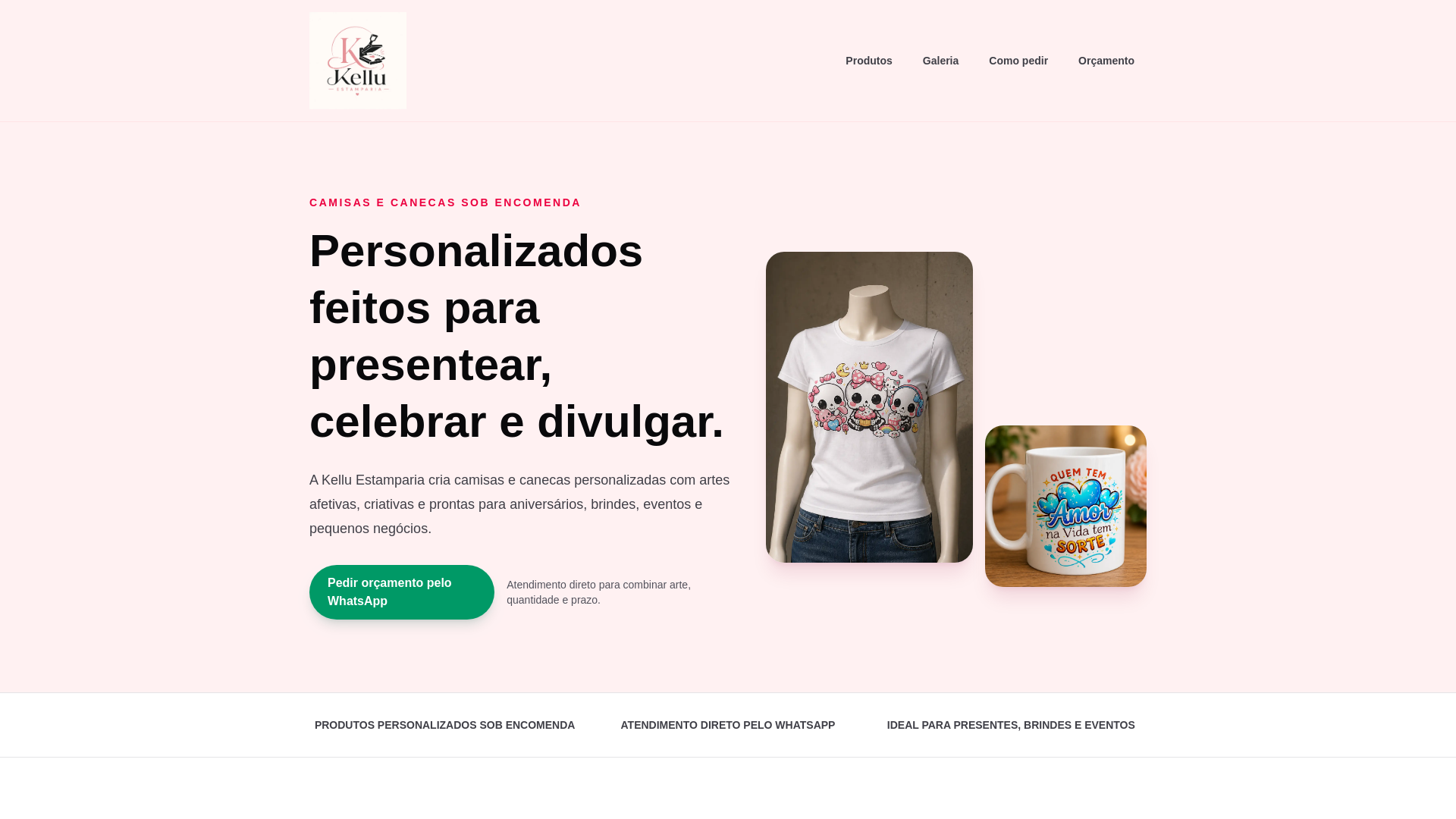 website screenshot of https://kelluestamparia.com.br/