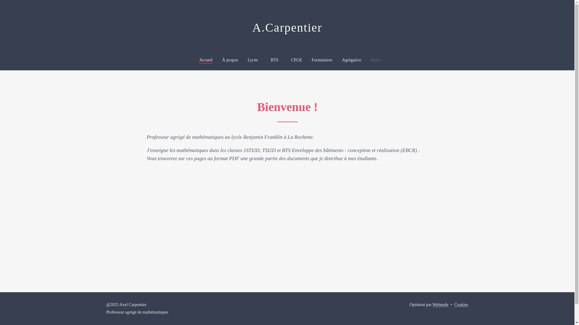 website screenshot of https://acarpentier.eu/