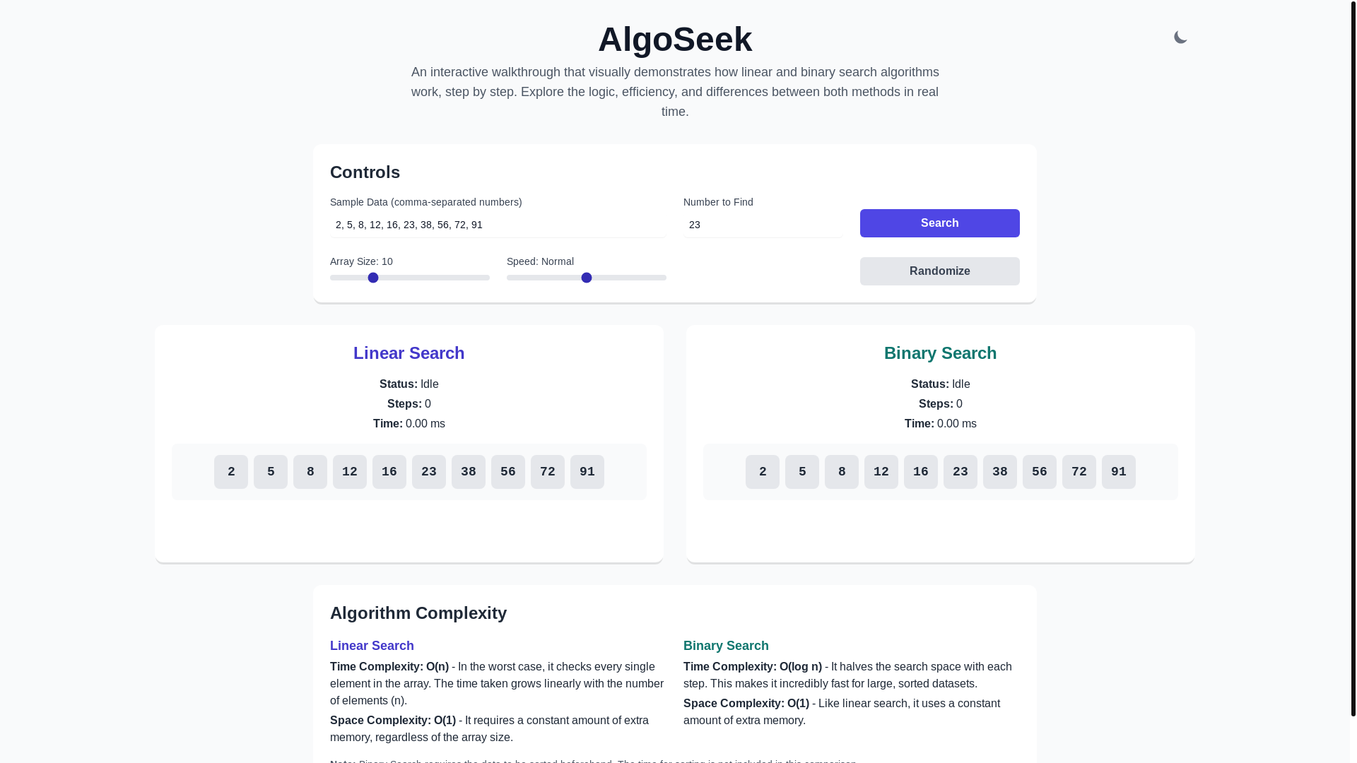 website screenshot of https://algoseek.pages.dev/
