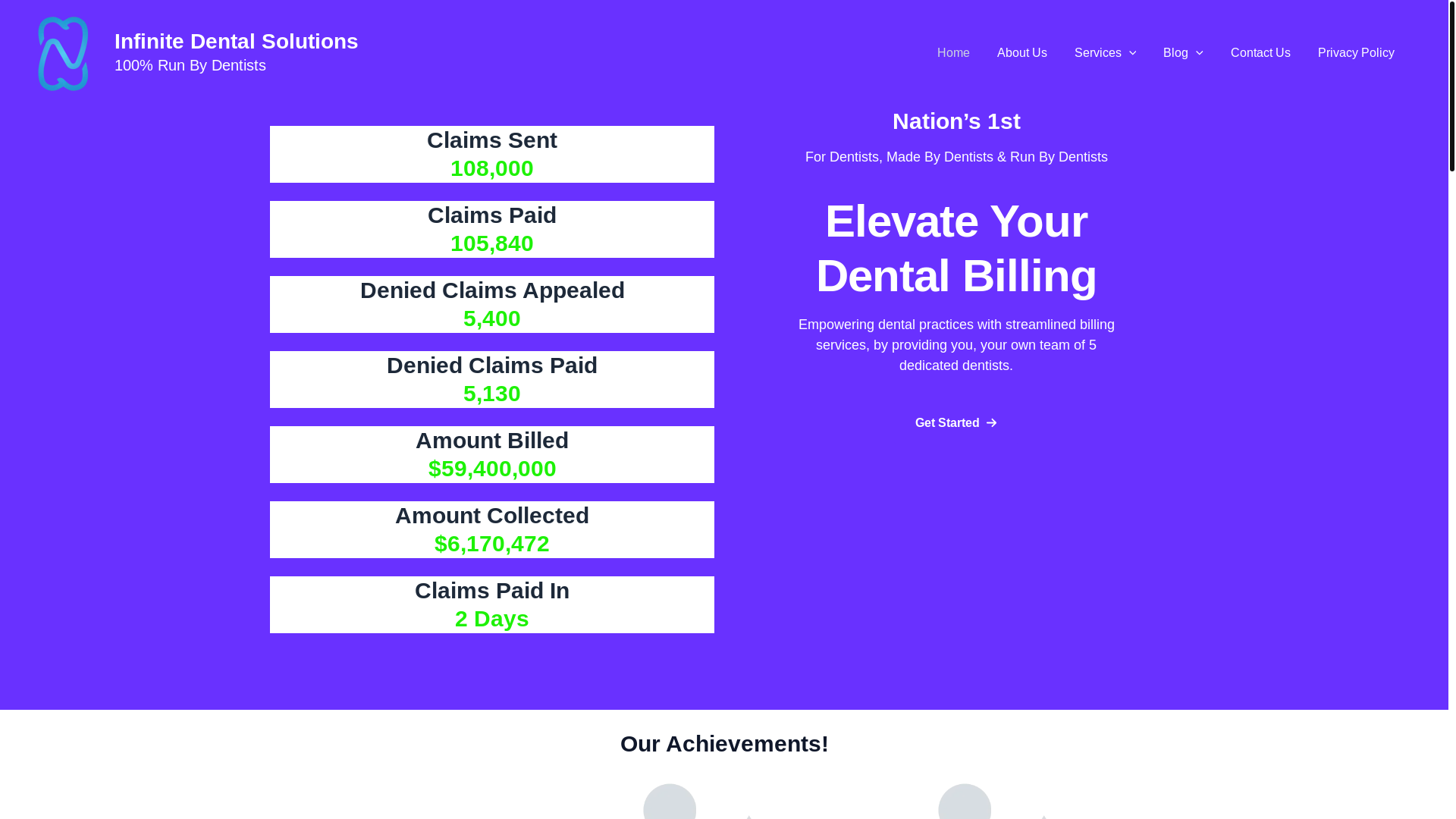 website screenshot of https://infinitedentalsolutionsapp.com/