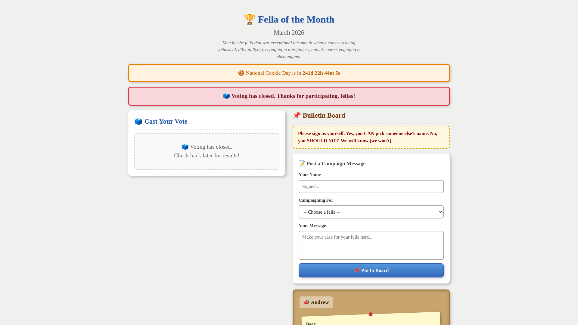 website screenshot of https://fellavote.com