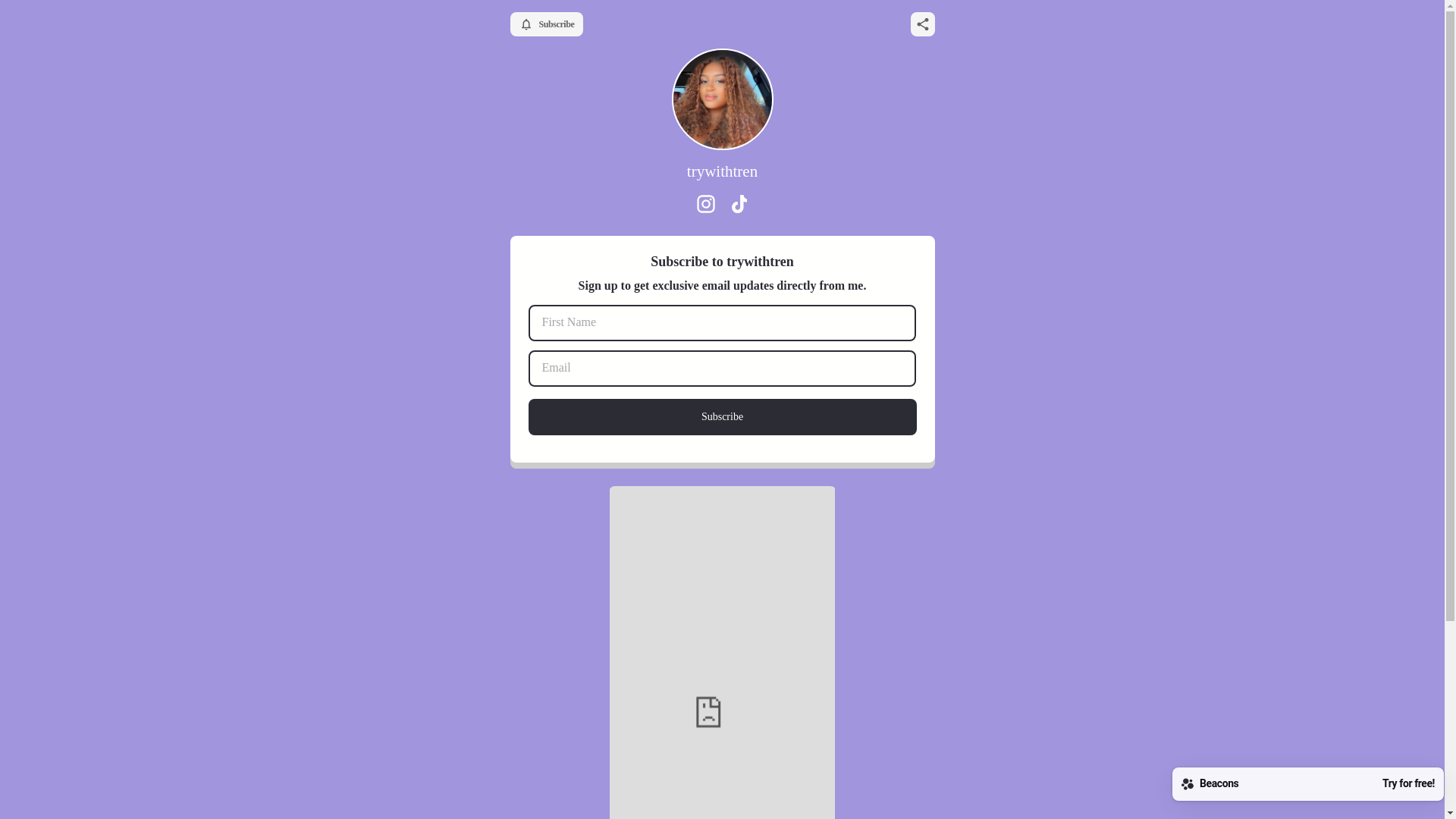 website screenshot of https://trywithtren.com/