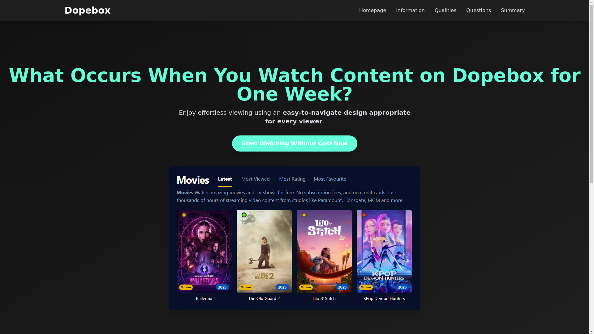 website screenshot of https://dopebox-vyan.pages.dev/