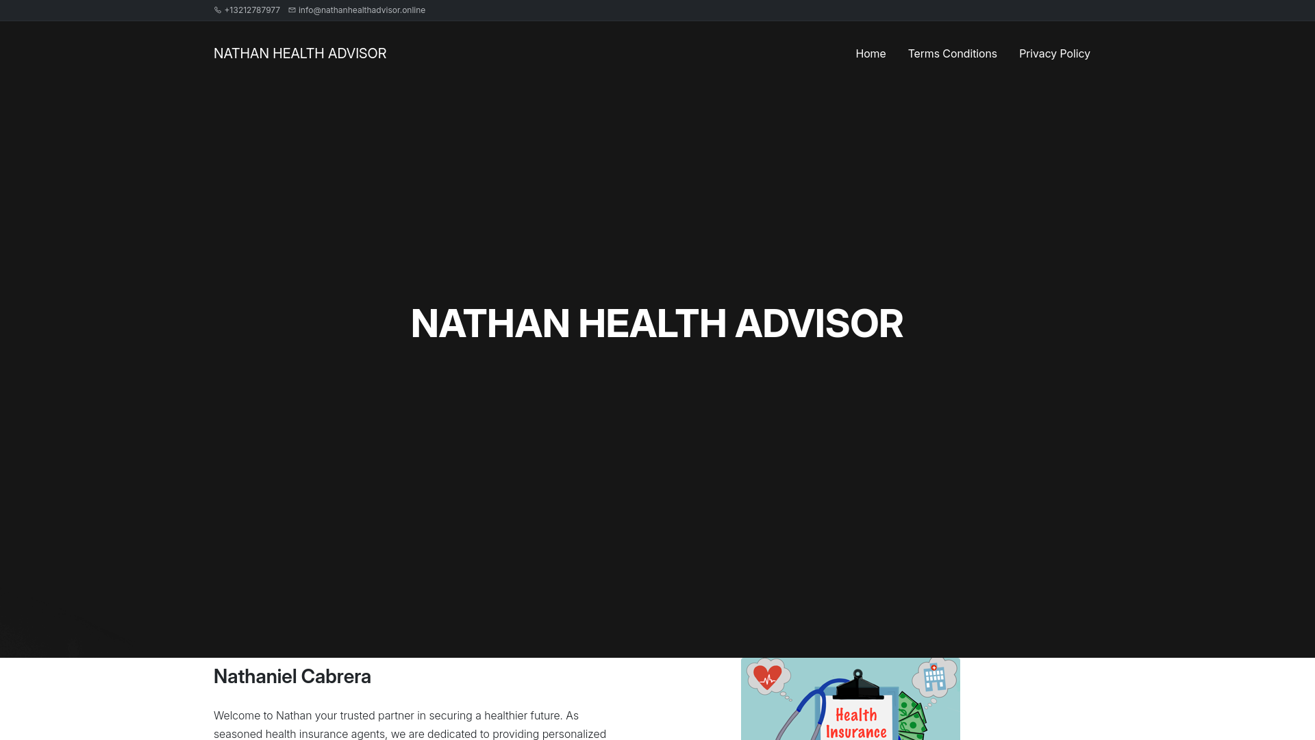 website screenshot of https://nathanhealthadvisor.online/