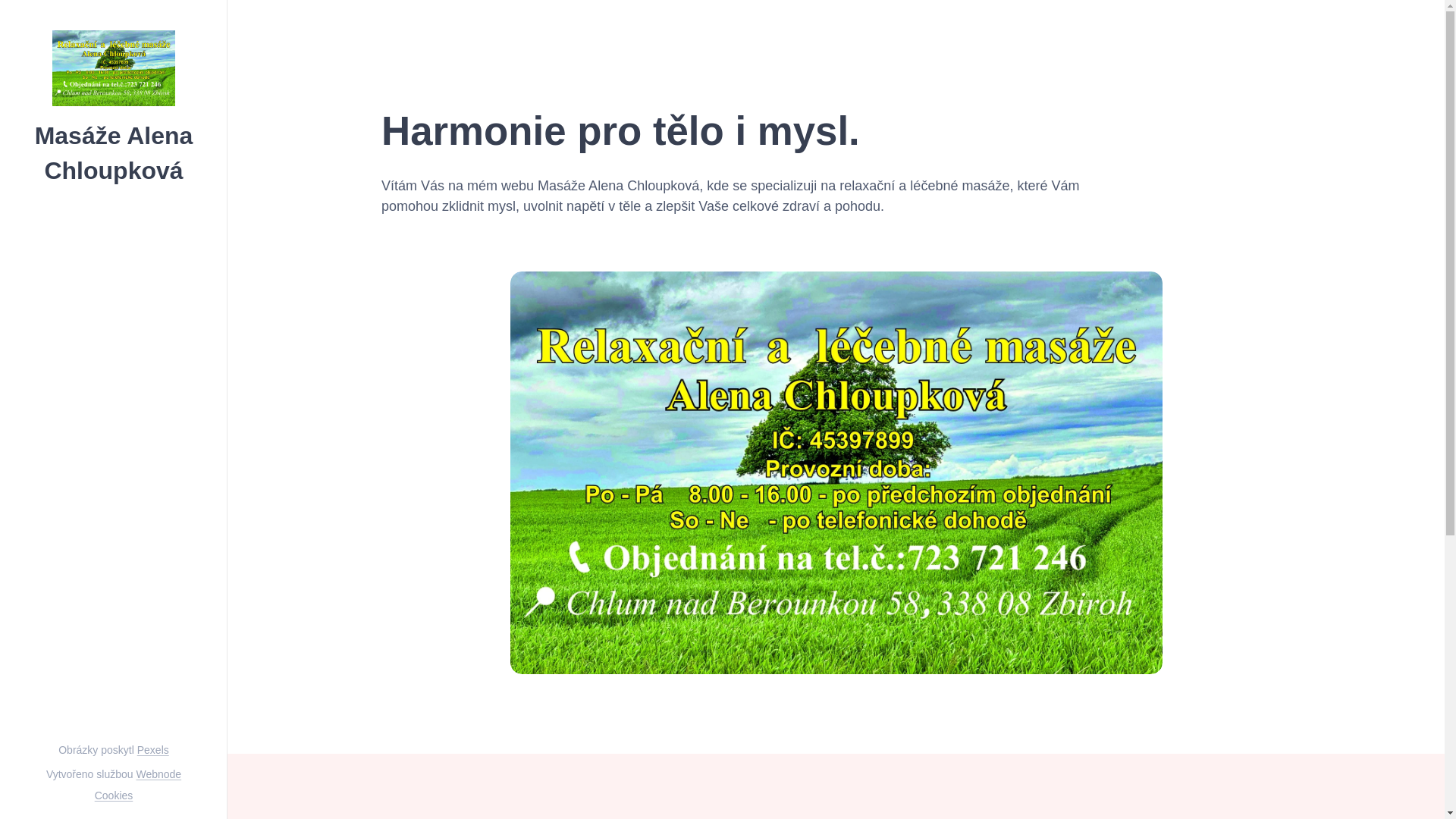 website screenshot of https://masaze-alena-chloupkova.cz/