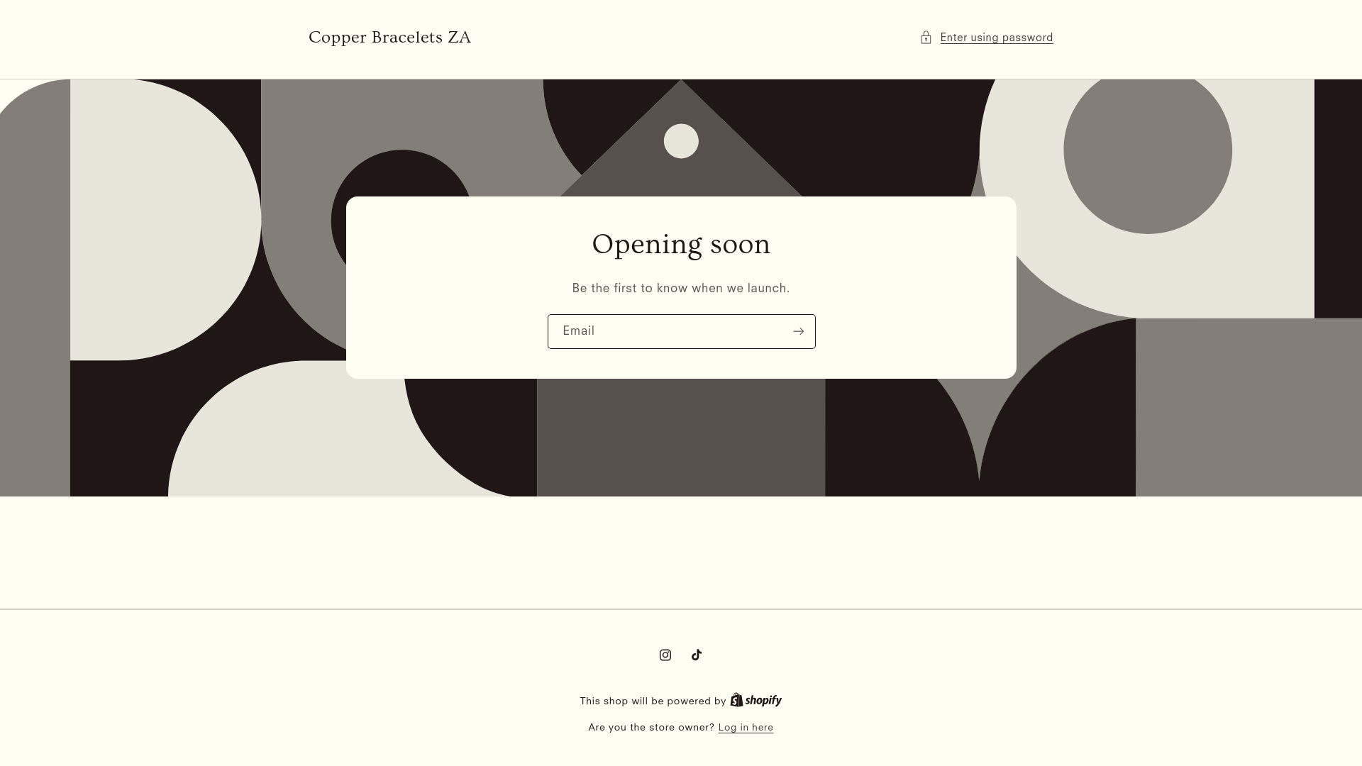 website screenshot of https://copperbracelets.co.za/