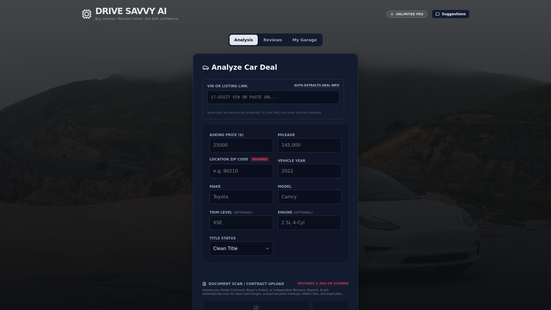 website screenshot of https://drivesavvyai.com/