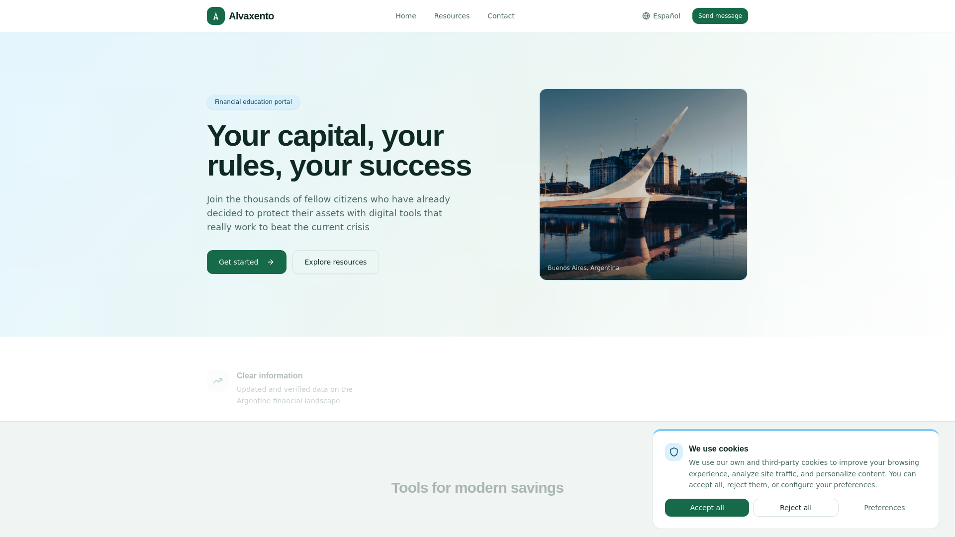 website screenshot of https://alvaxento.com