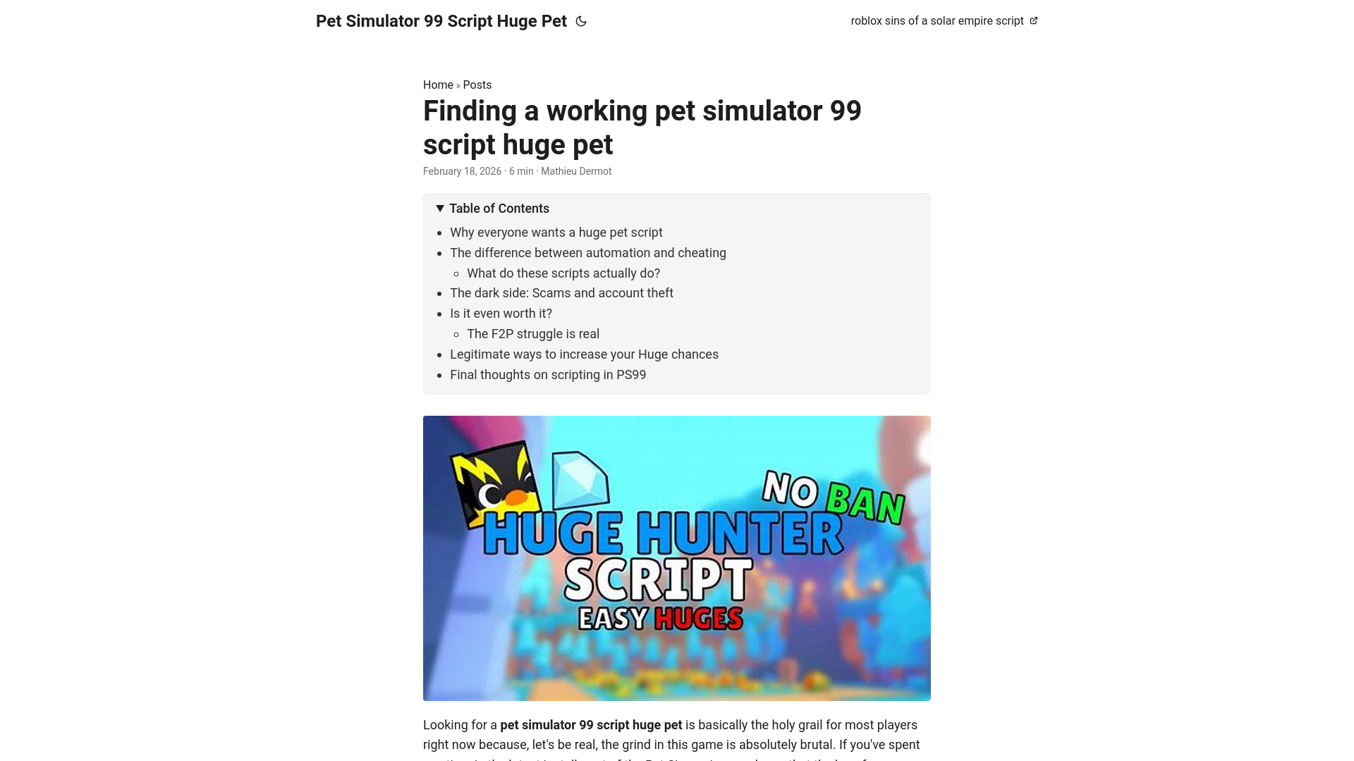website screenshot of https://pet-simulator-99-script-huge-pet.pages.dev/