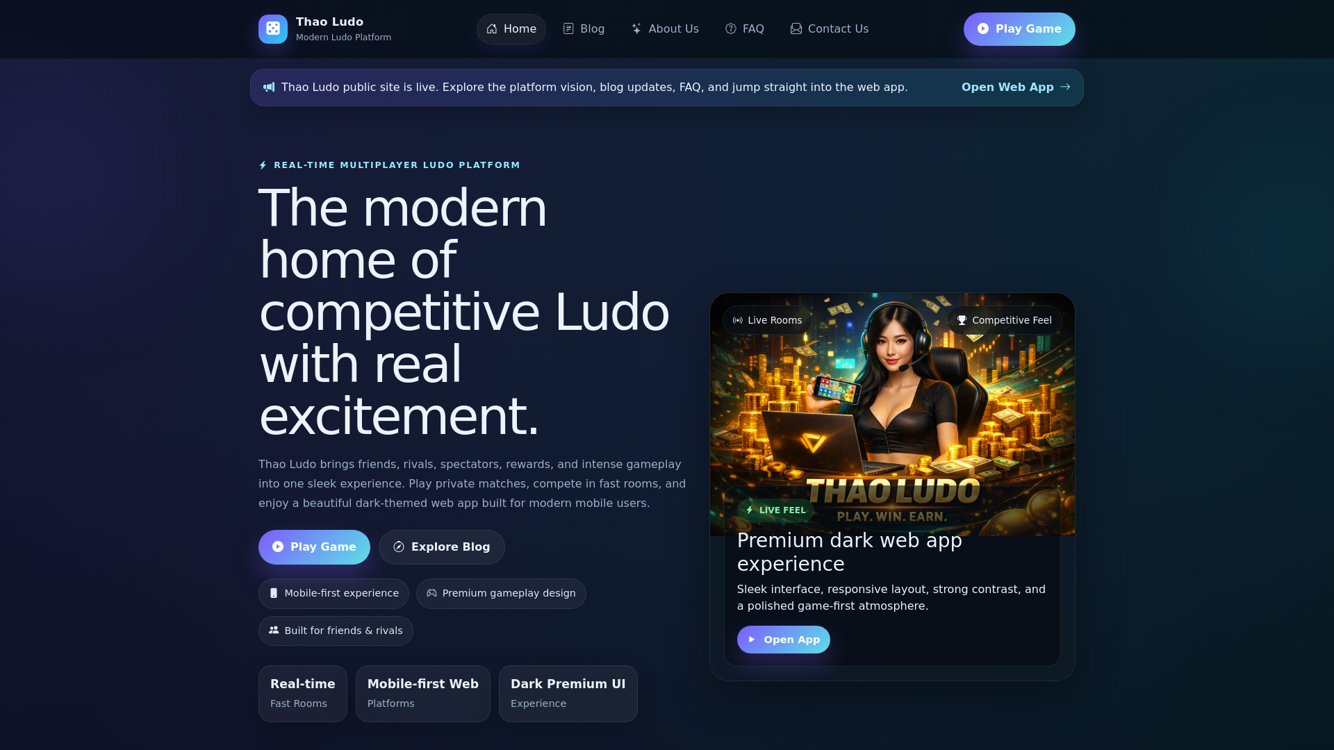 website screenshot of https://thaoludo.xyz/