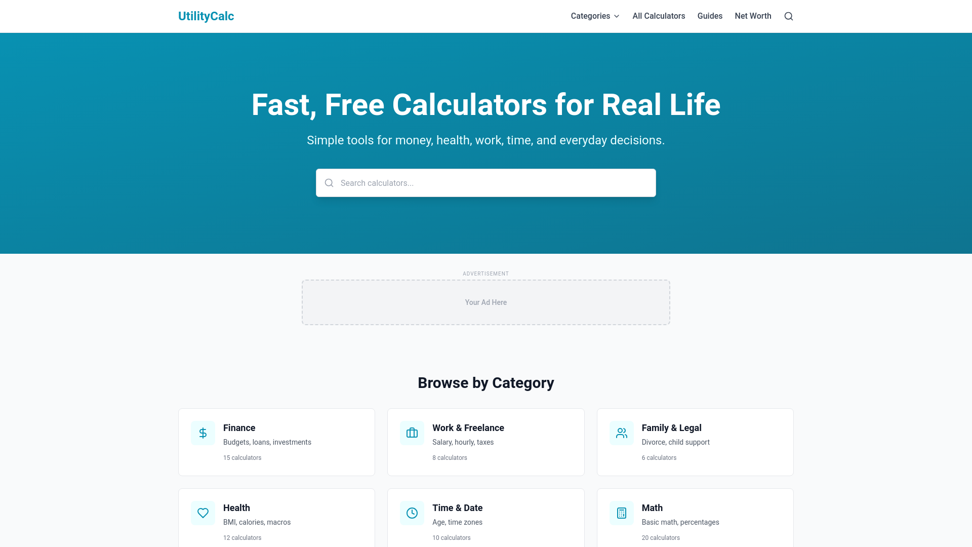 website screenshot of https://everydaycalc.net/