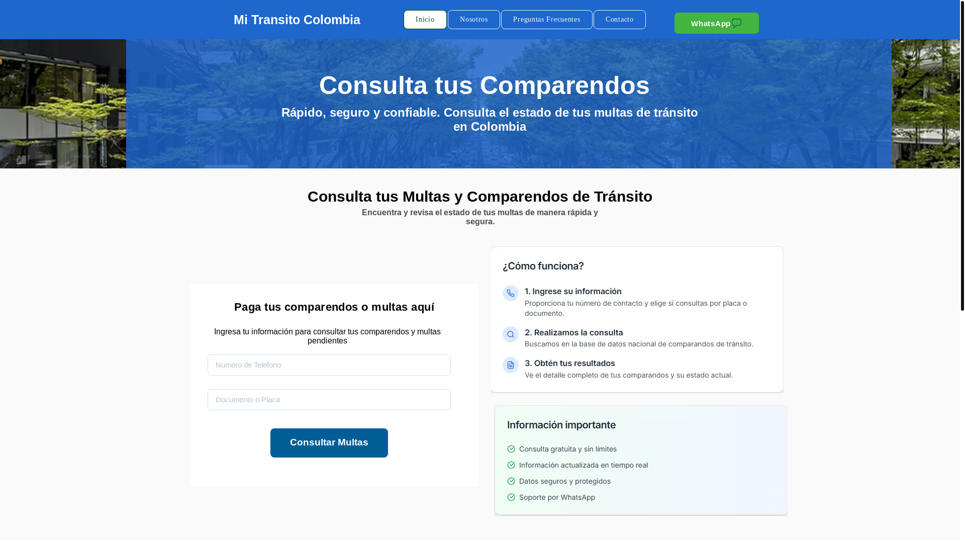 website screenshot of https://smtmultasycomparendos.com/