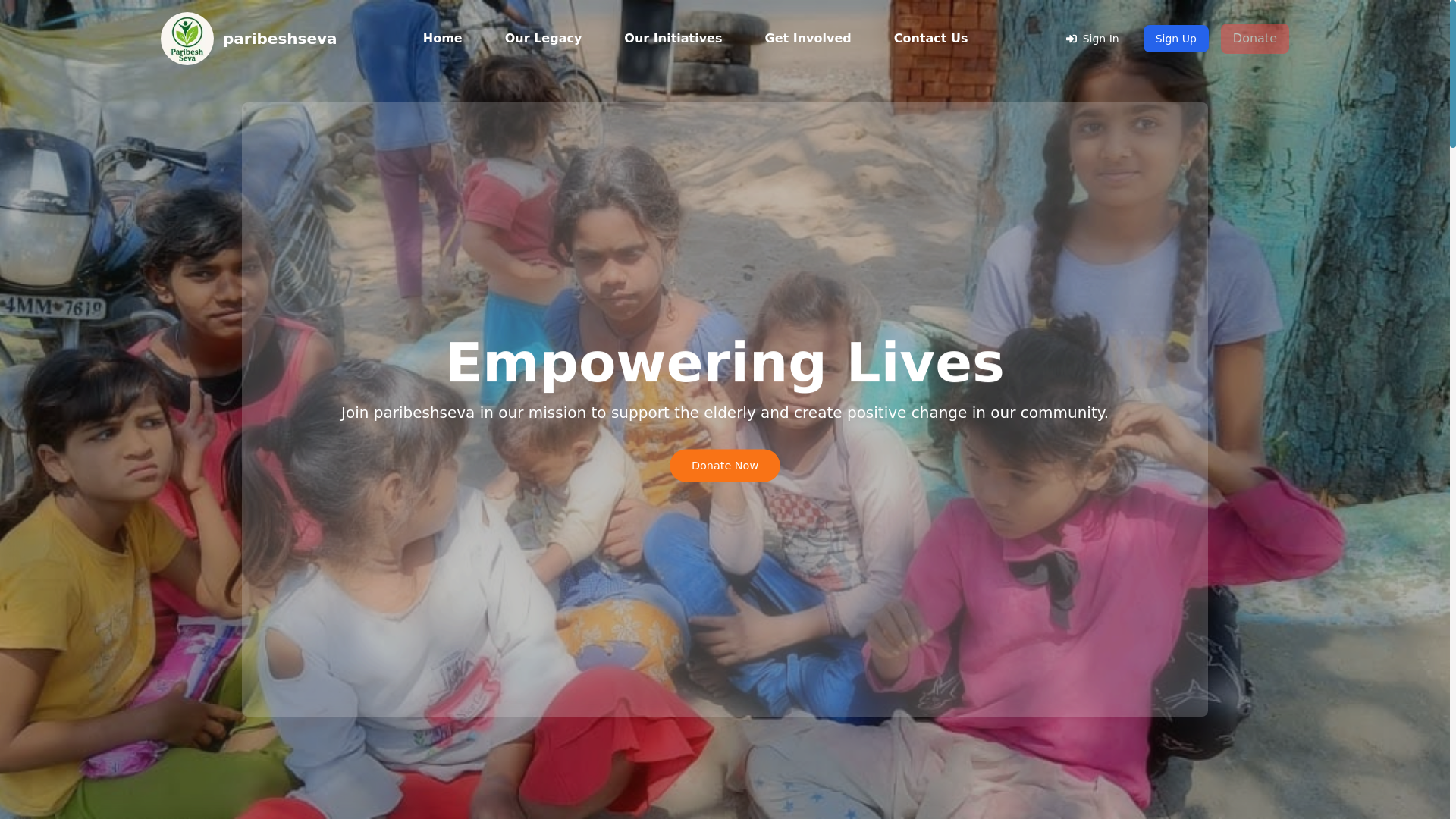 website screenshot of https://paribeshseva.life/