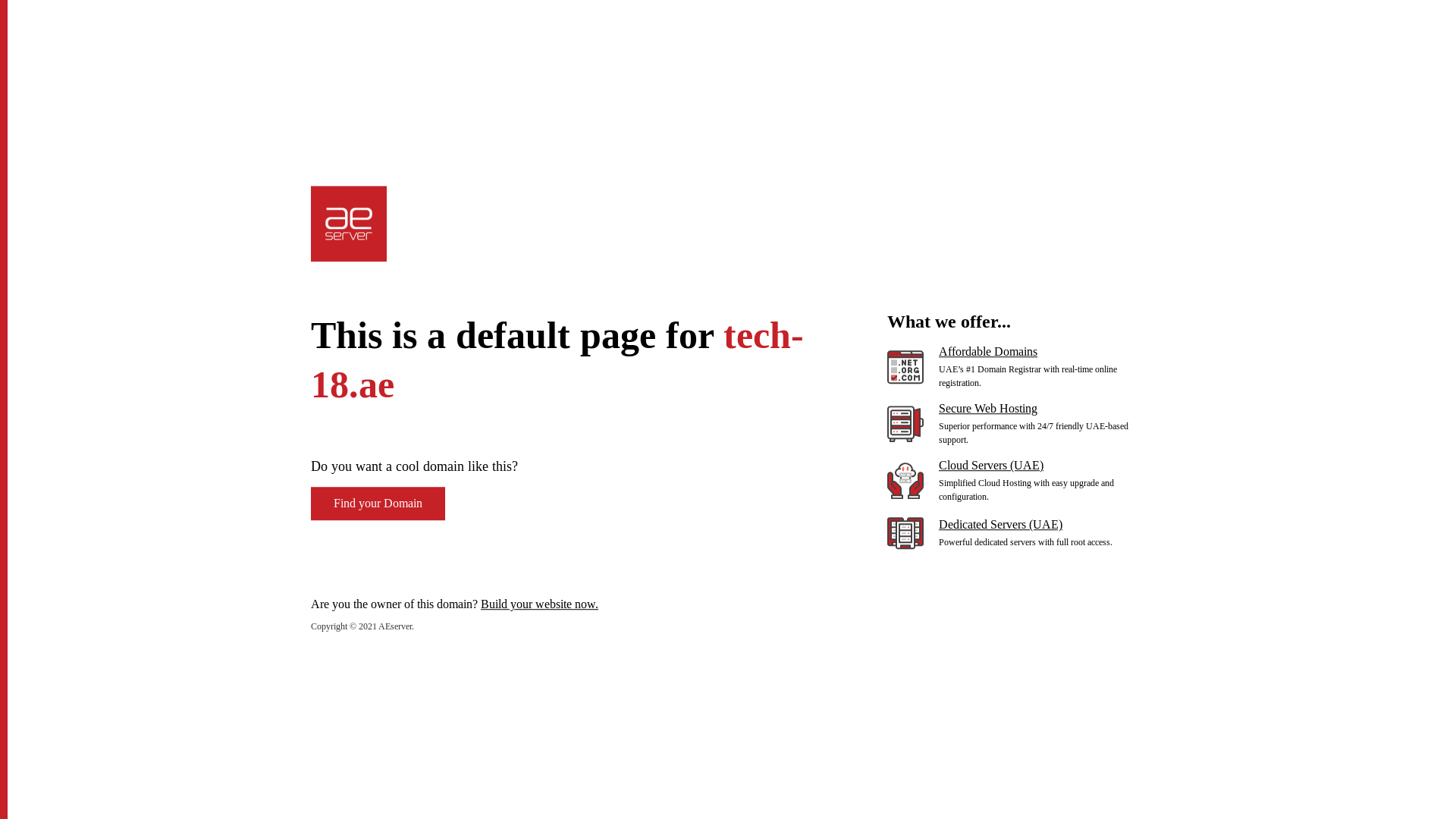 website screenshot of https://tech-18.ae/