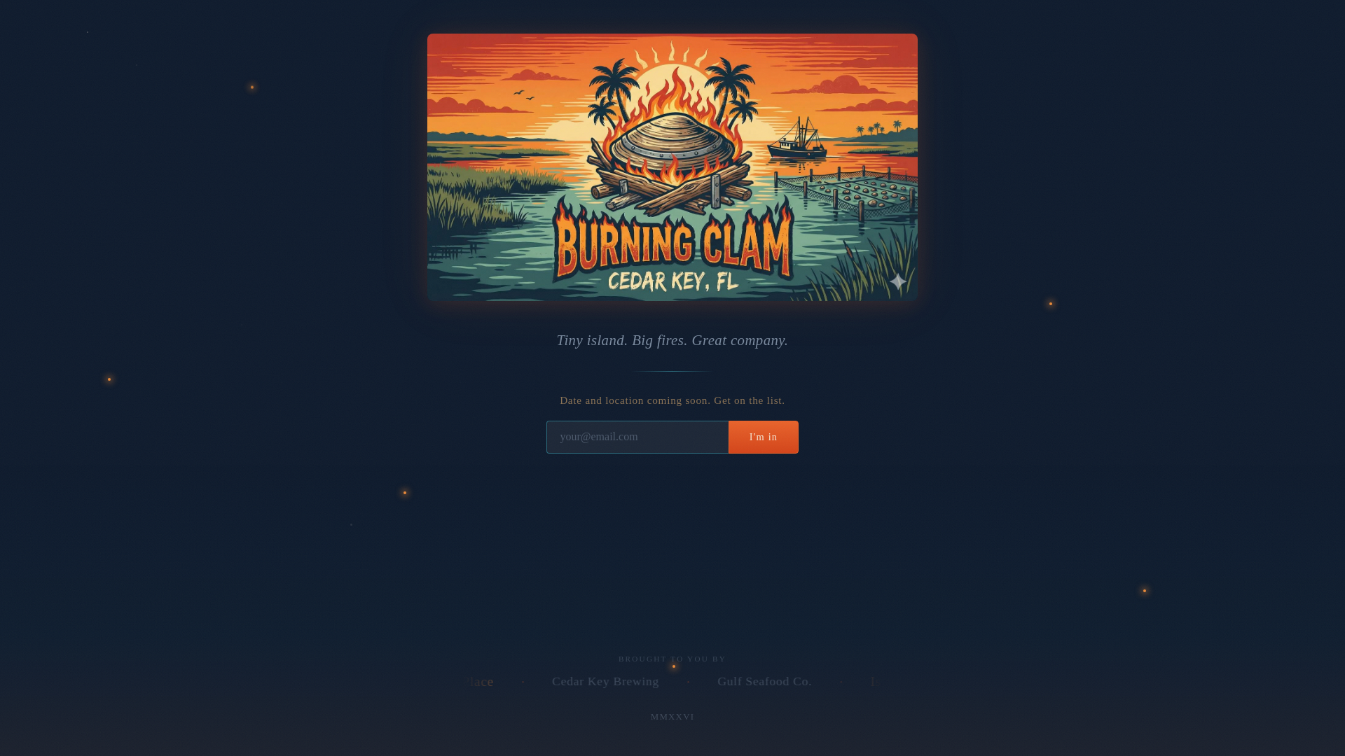 website screenshot of https://burningclam.org/