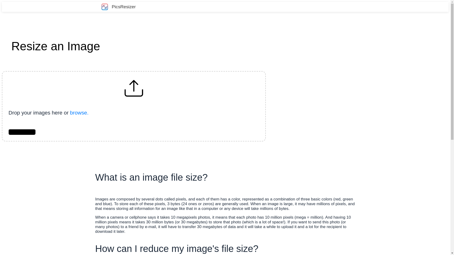 website screenshot of https://picsresizer.pages.dev/