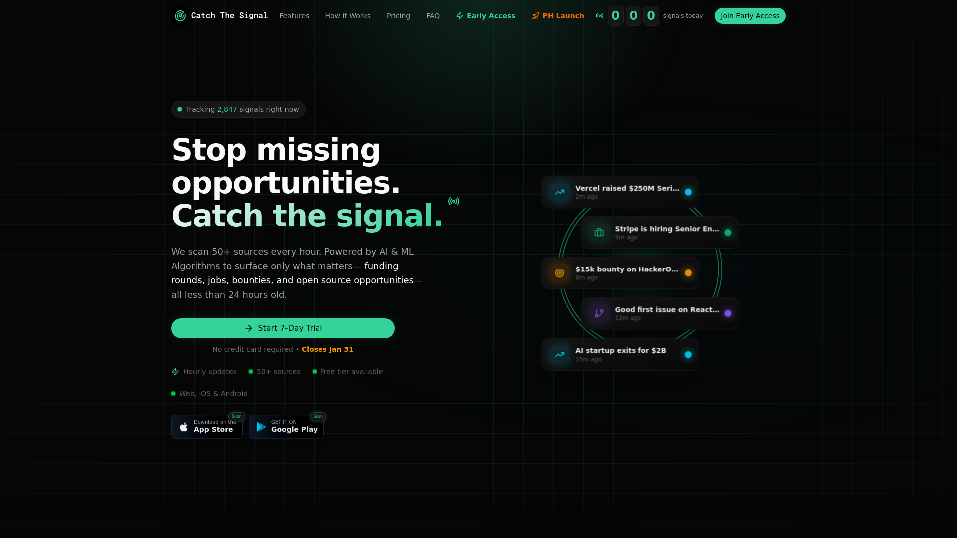website screenshot of https://catch-the-signal-staging.pages.dev/