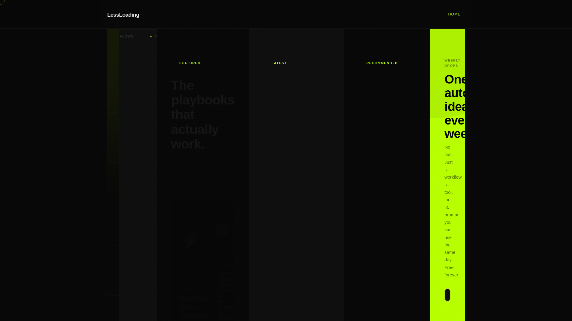 website screenshot of https://lessloading.com/