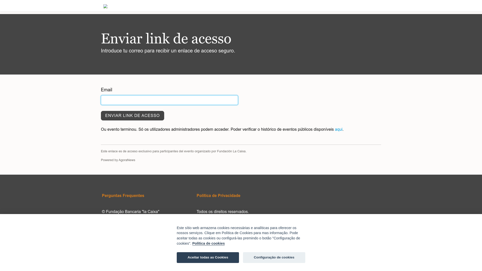 website screenshot of https://sessaopremiossolidario26.fundacionlacaixa.agoraevents.live