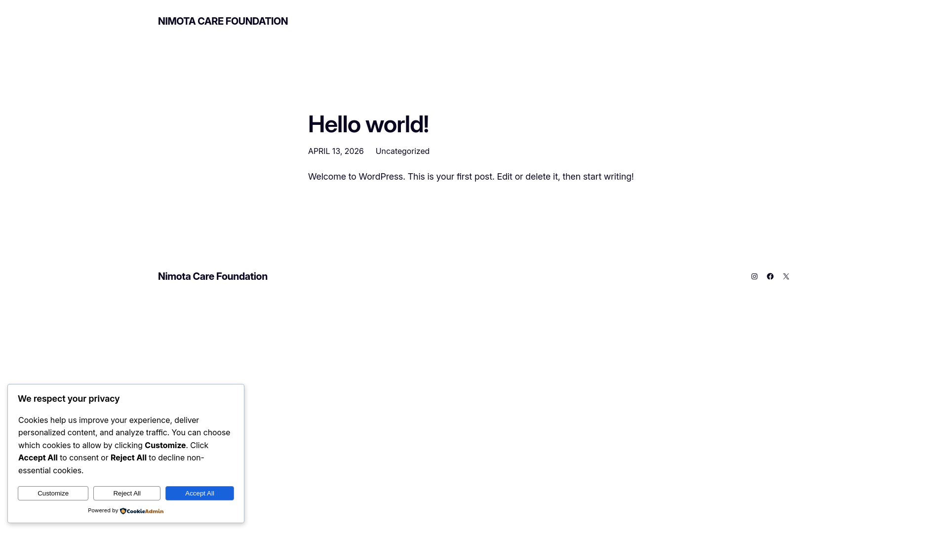website screenshot of https://nimotacarefoundation.org/