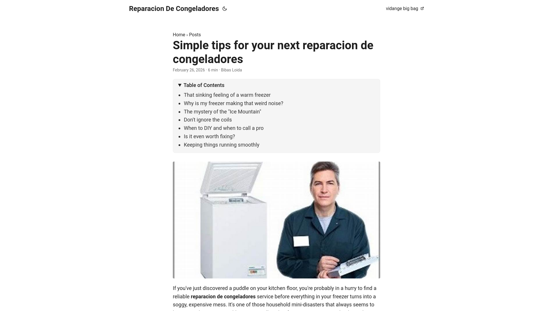 website screenshot of https://reparacion-de-congeladores.pages.dev/