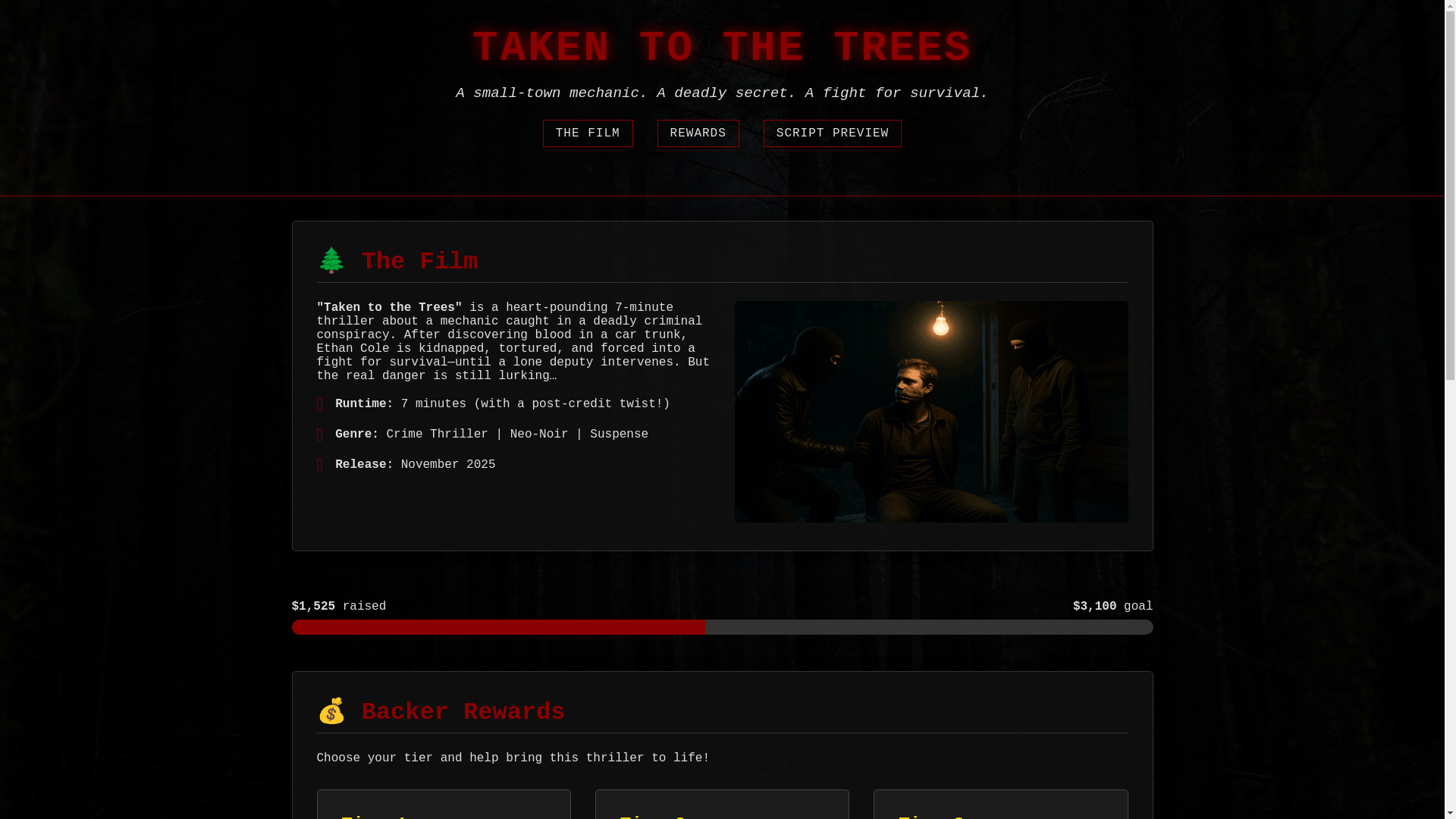 website screenshot of https://takentothetrees.com/