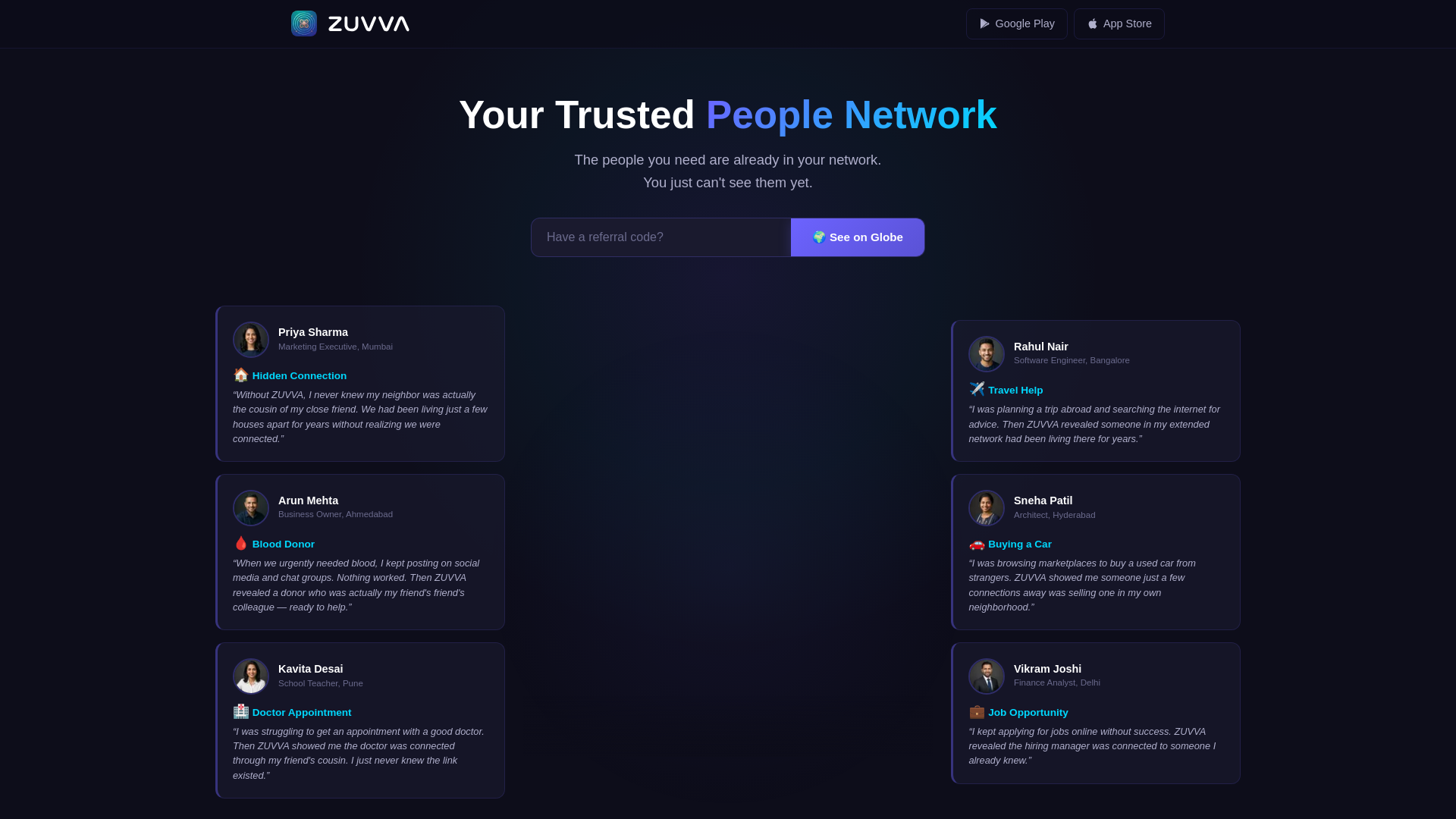 website screenshot of https://zuvva.in/