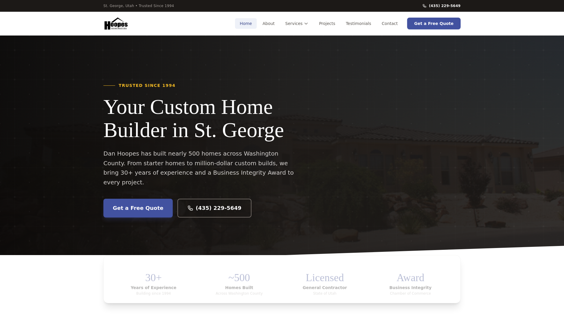 website screenshot of https://hoopesconstruction.pages.dev/