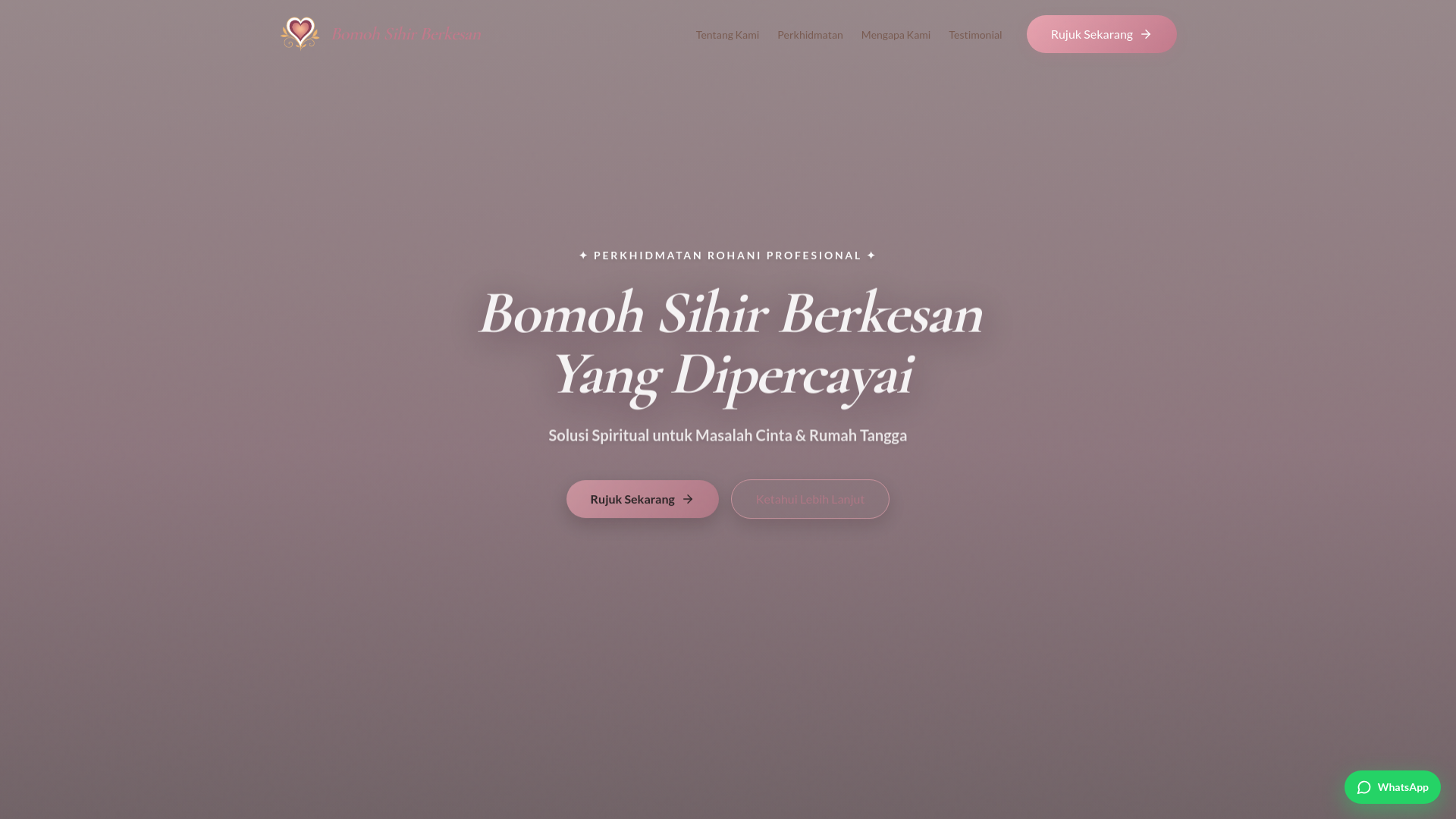 website screenshot of https://bomohsihirberkesan.com