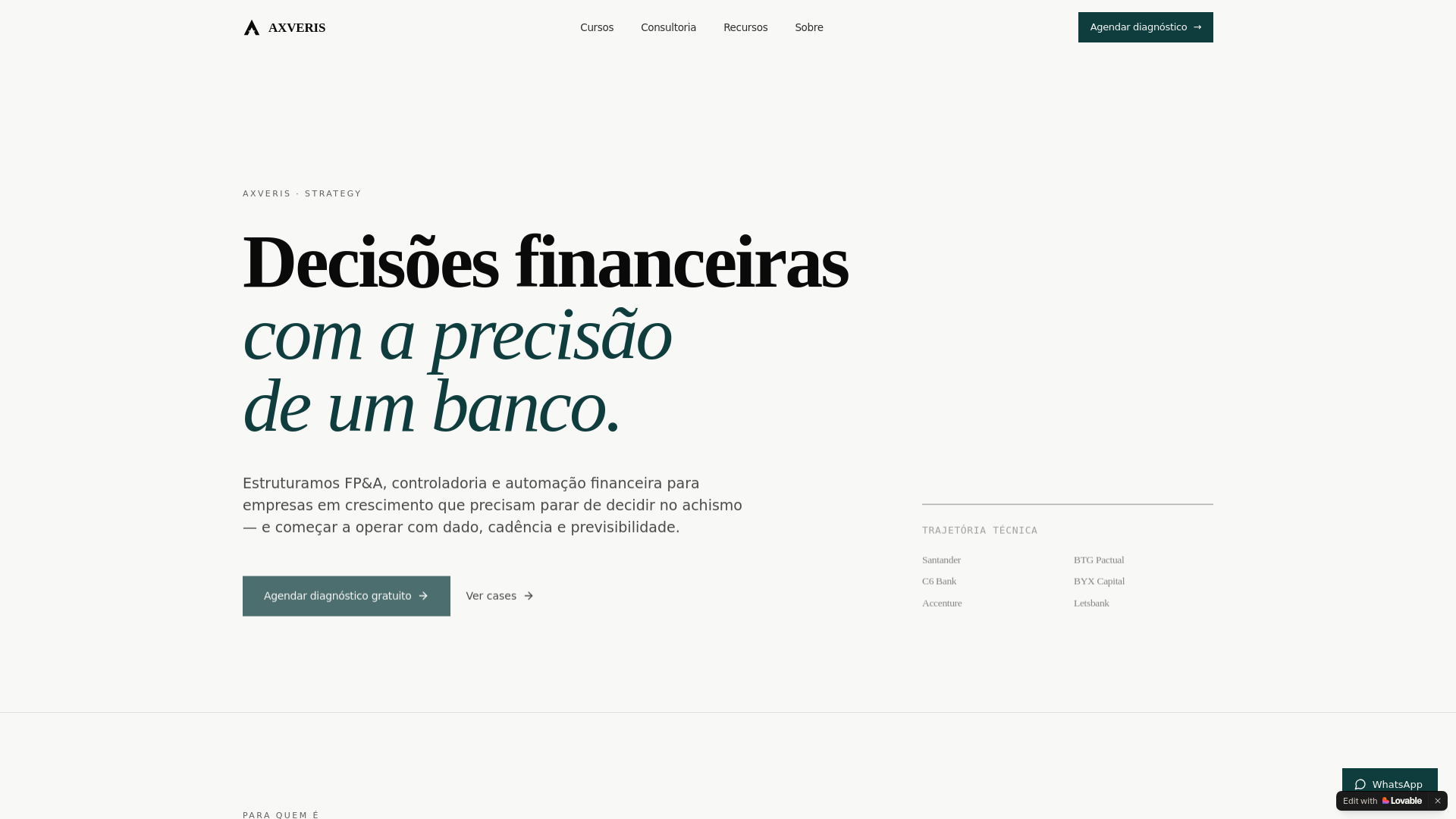website screenshot of https://axveristrategy.com.br/