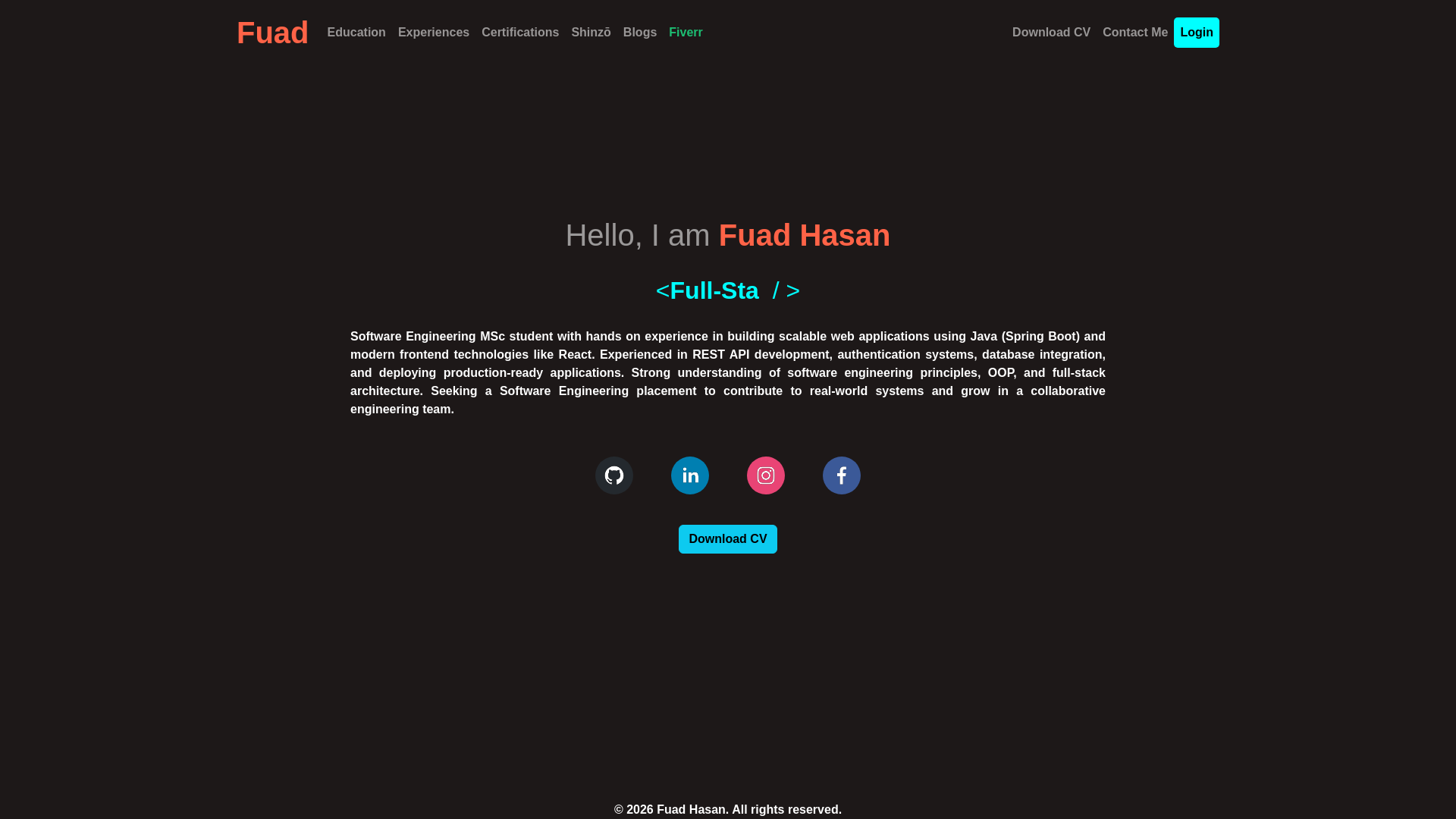 website screenshot of https://fuadhasan.co.uk/