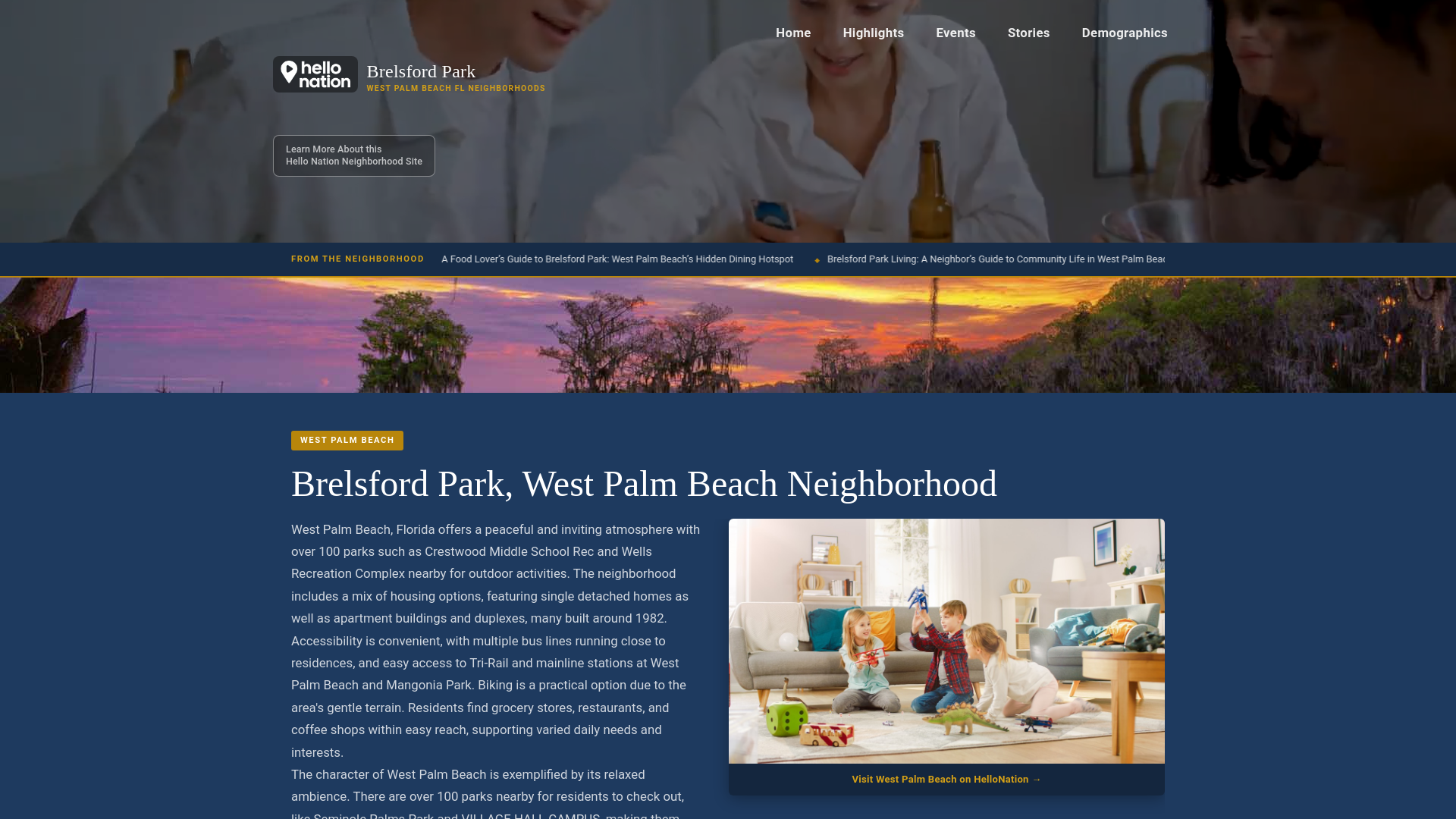 website screenshot of https://brelsfordparkwestpalmbeachneighborhood.org/
