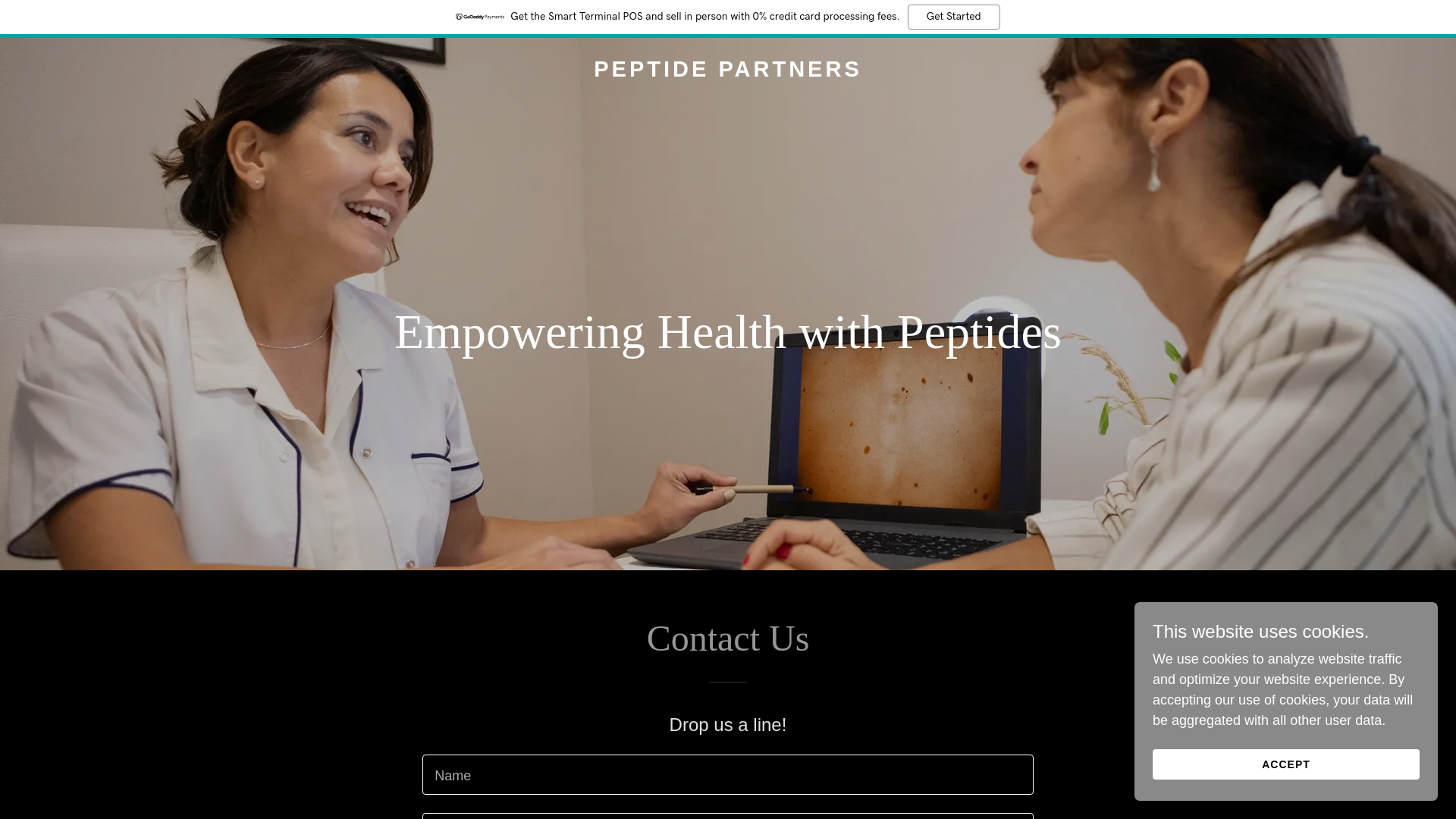 website screenshot of https://peptidepartners.io/