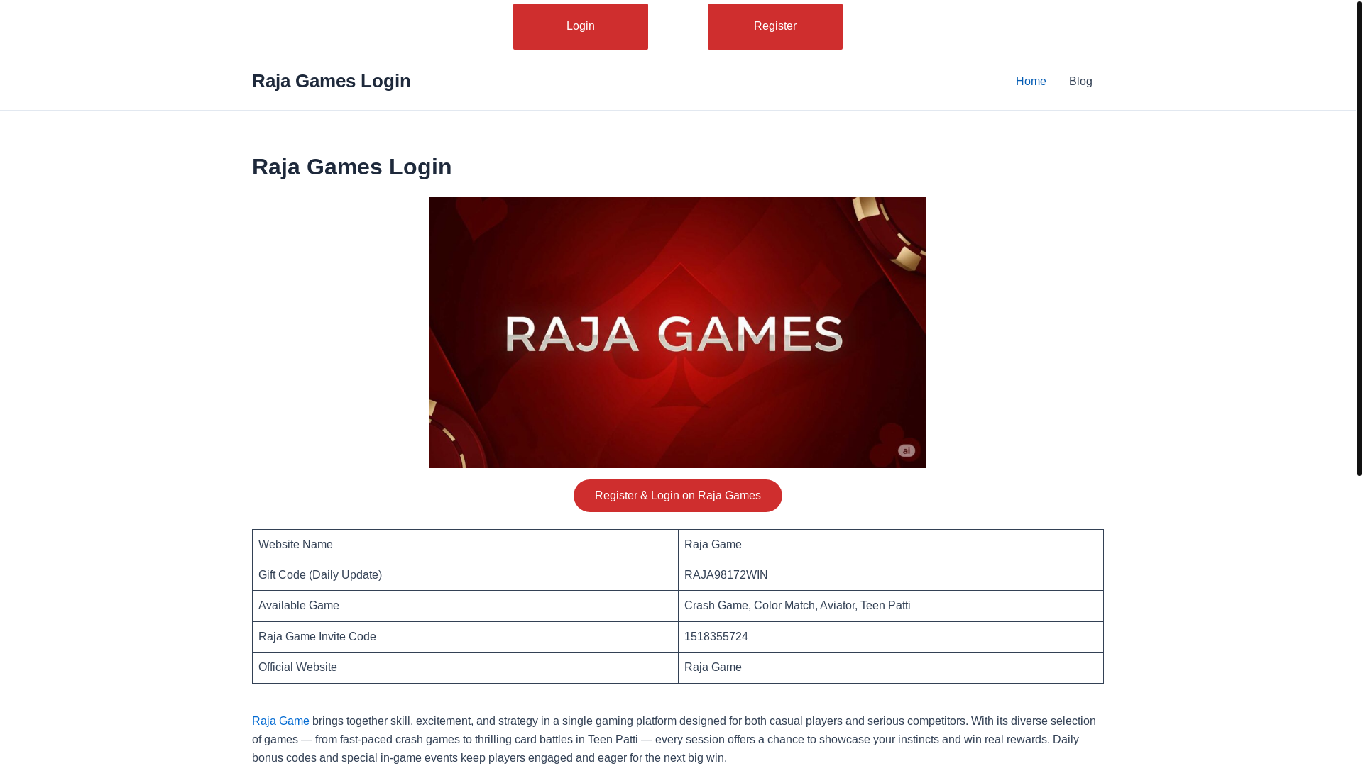 website screenshot of https://rajagamee.net/