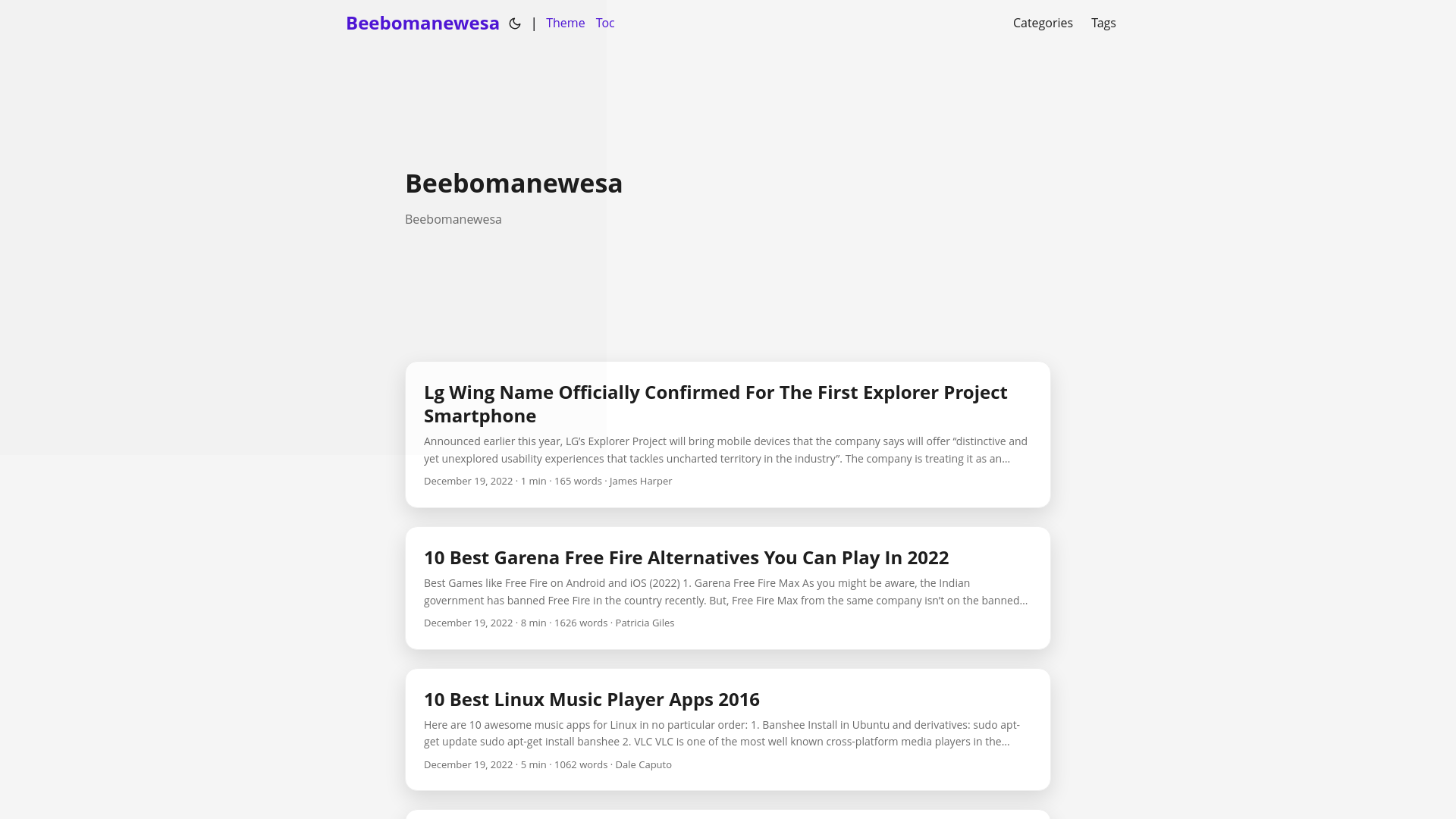 website screenshot of https://beebomanewesa.pages.dev/