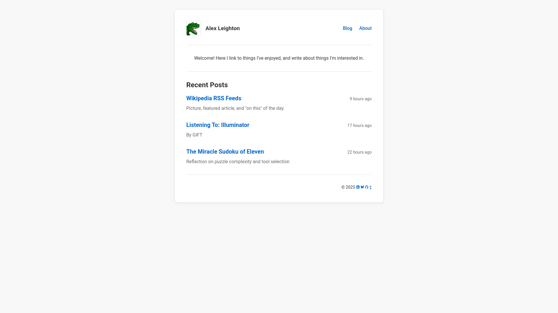 website screenshot of https://alexleighton.com/