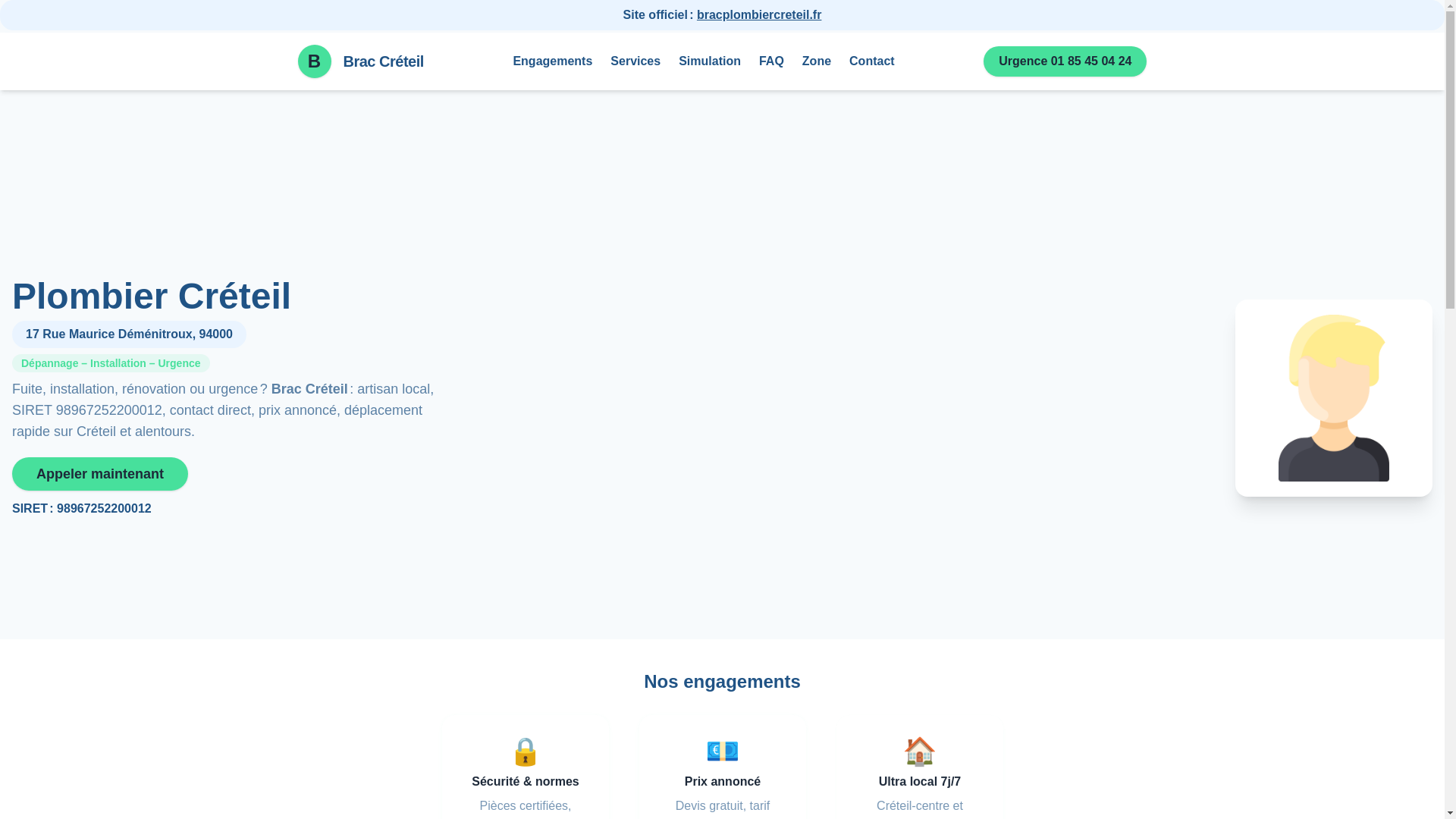 website screenshot of https://bracplombiercreteil.fr/