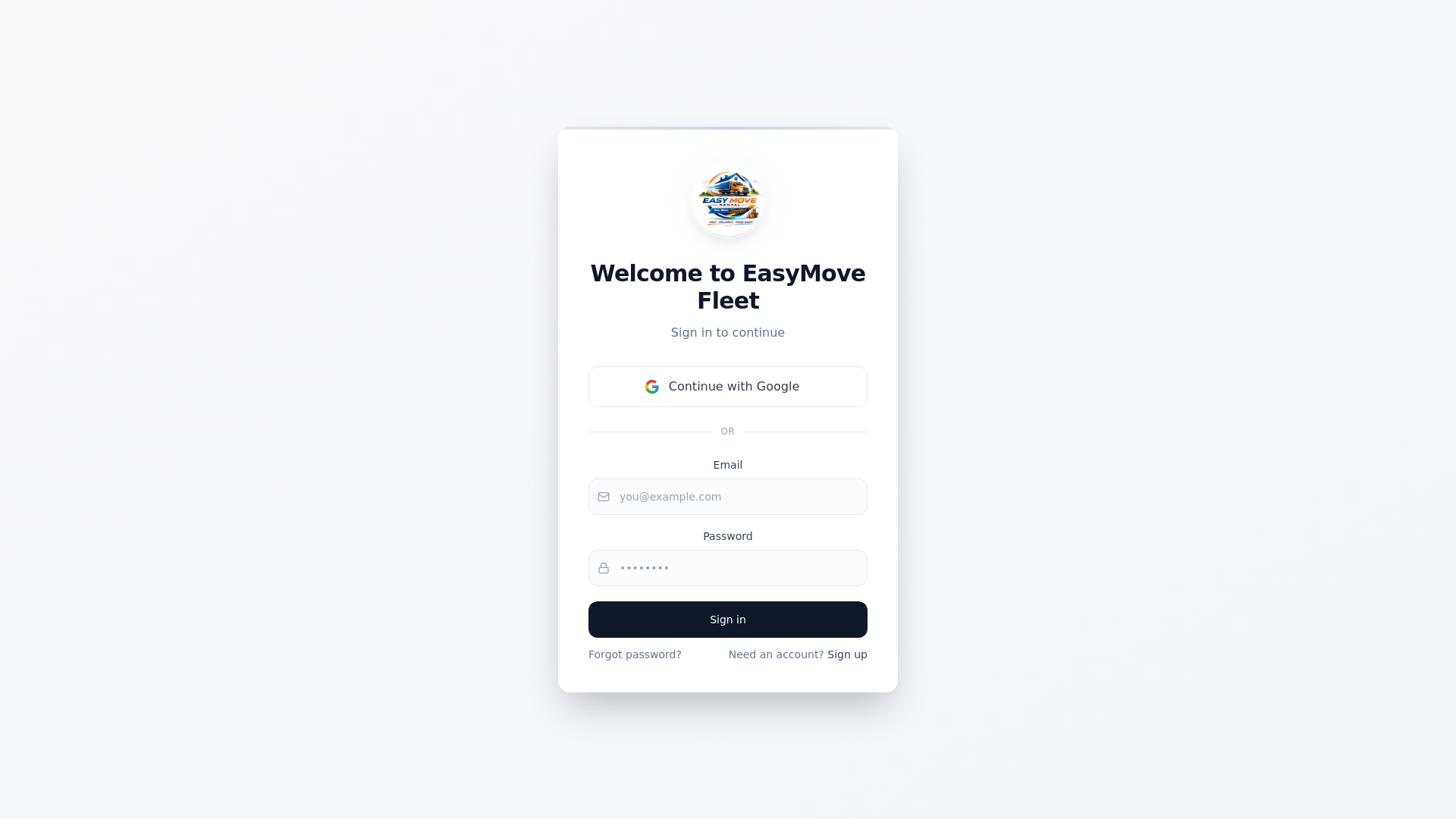 website screenshot of https://easymovefleet.com
