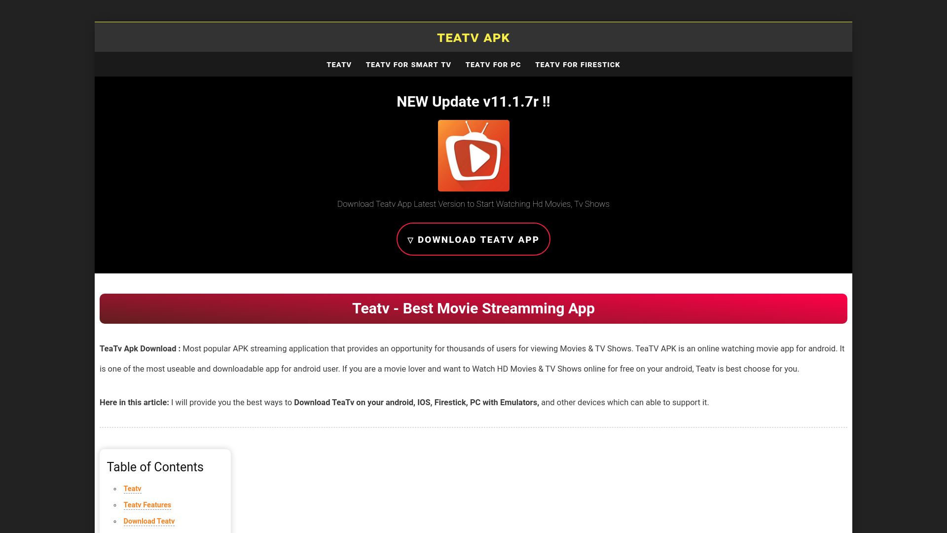 website screenshot of https://teatvio.com