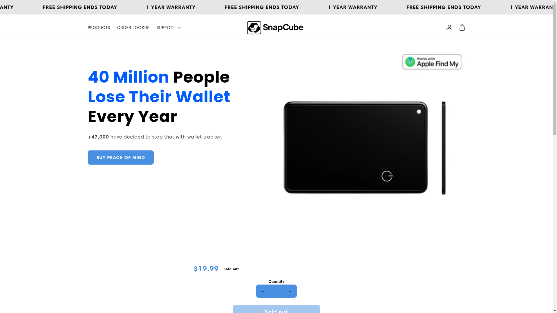 website screenshot of https://snapcubeshop.com/
