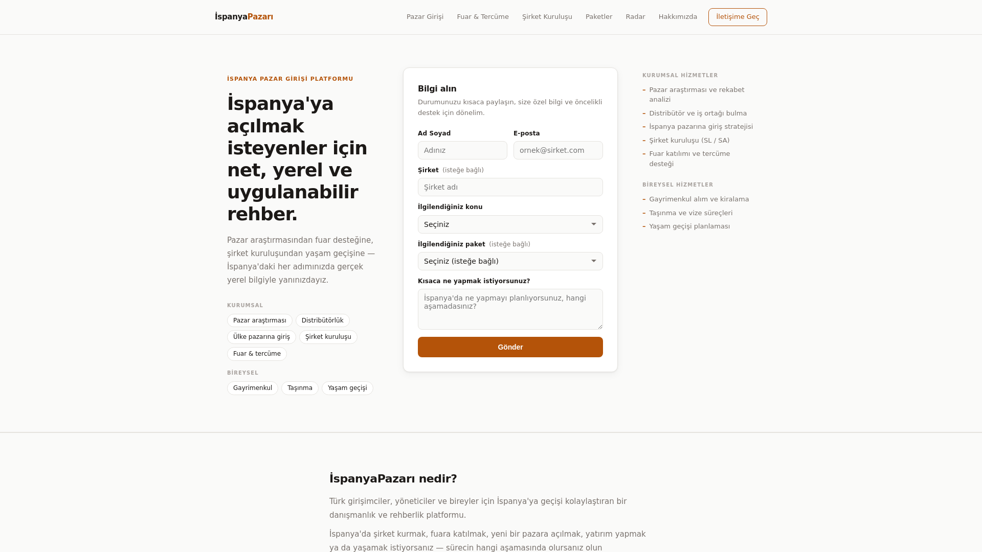 website screenshot of https://ispanyapazari.com/