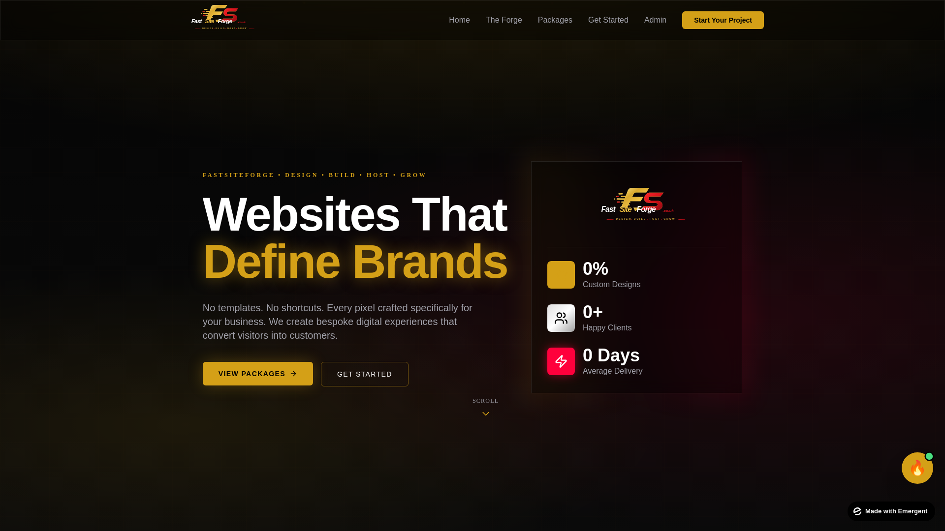website screenshot of https://fastsiteforge.com/