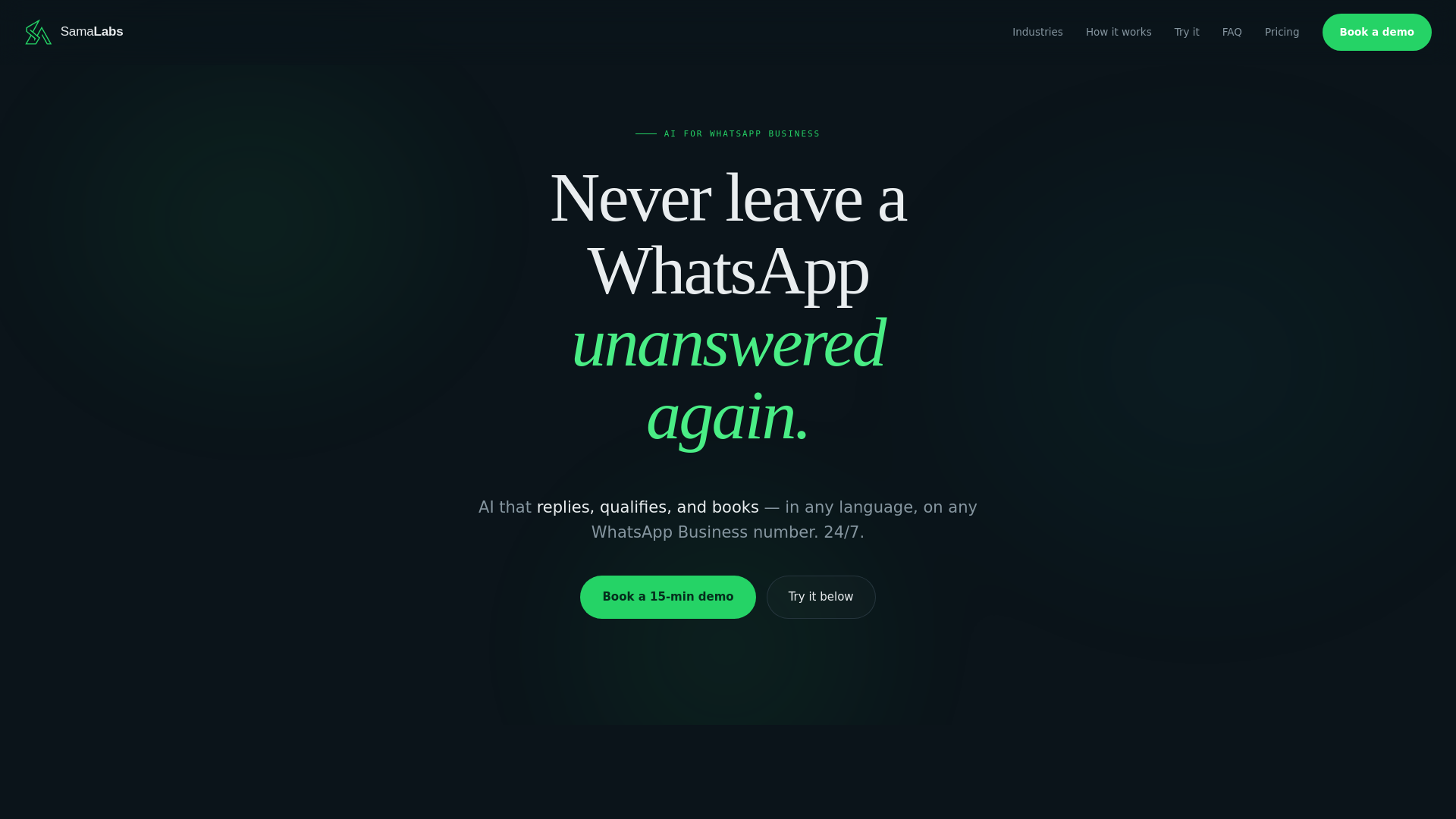 website screenshot of https://samalabs.ai/