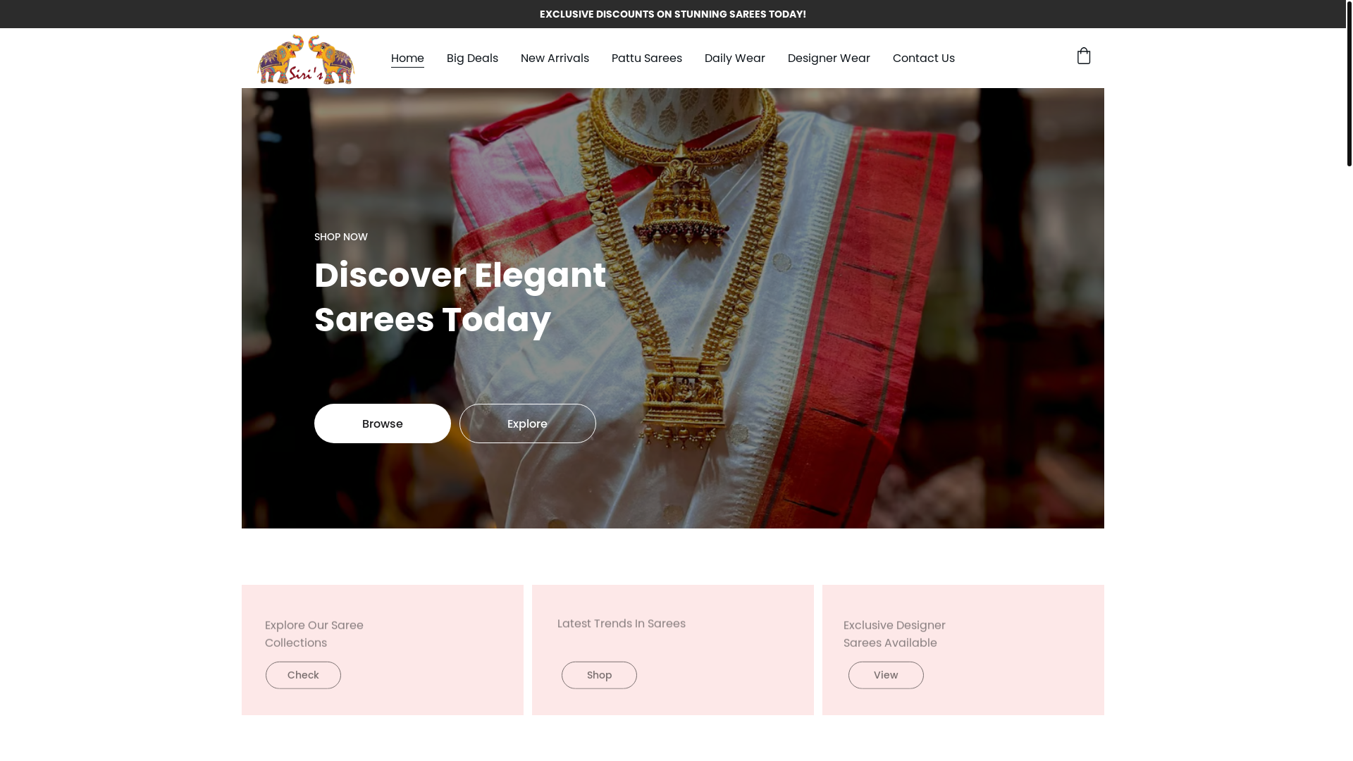 website screenshot of https://sirisfashionworld.com/