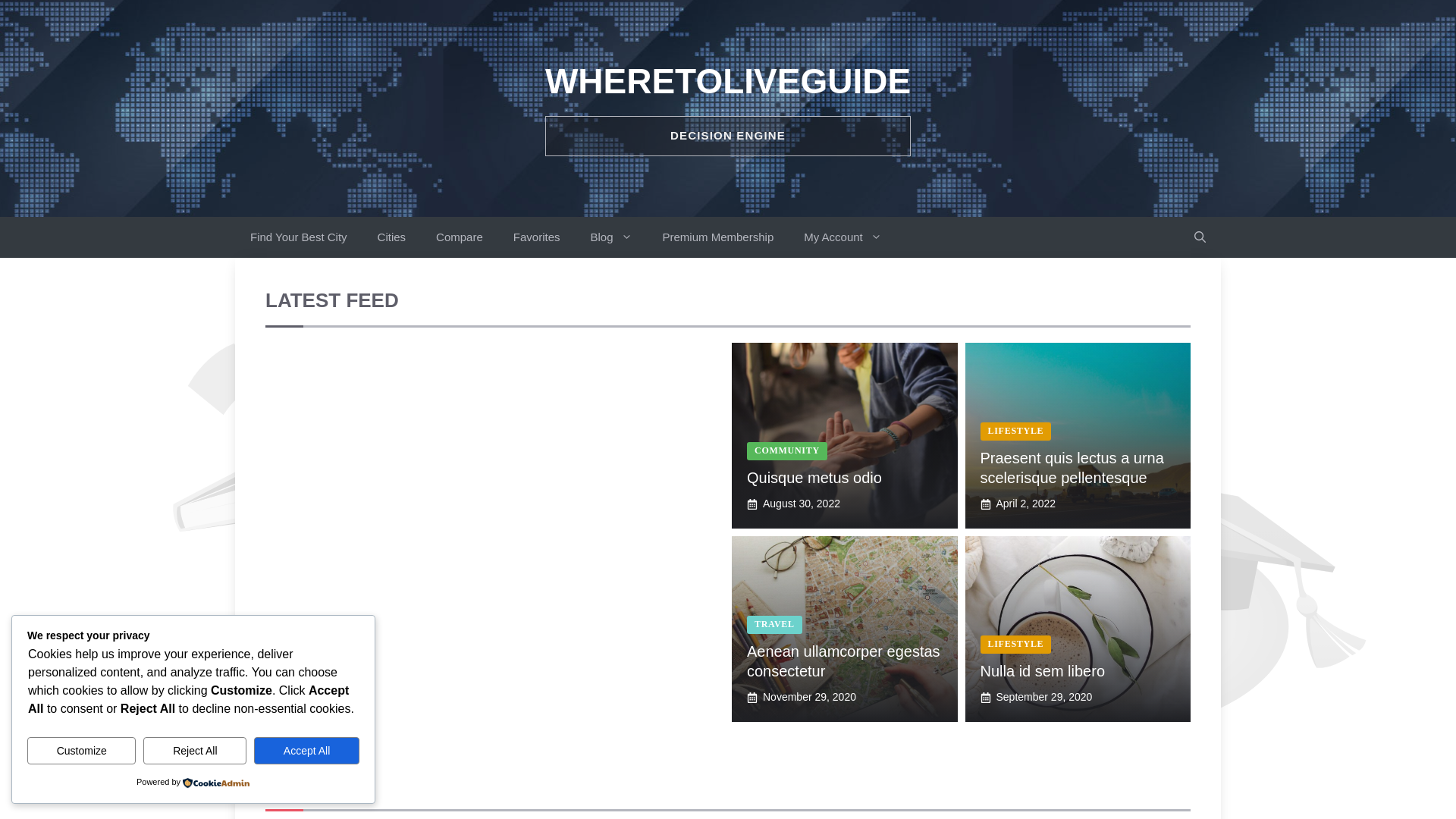 website screenshot of https://wheretoliveguide.com